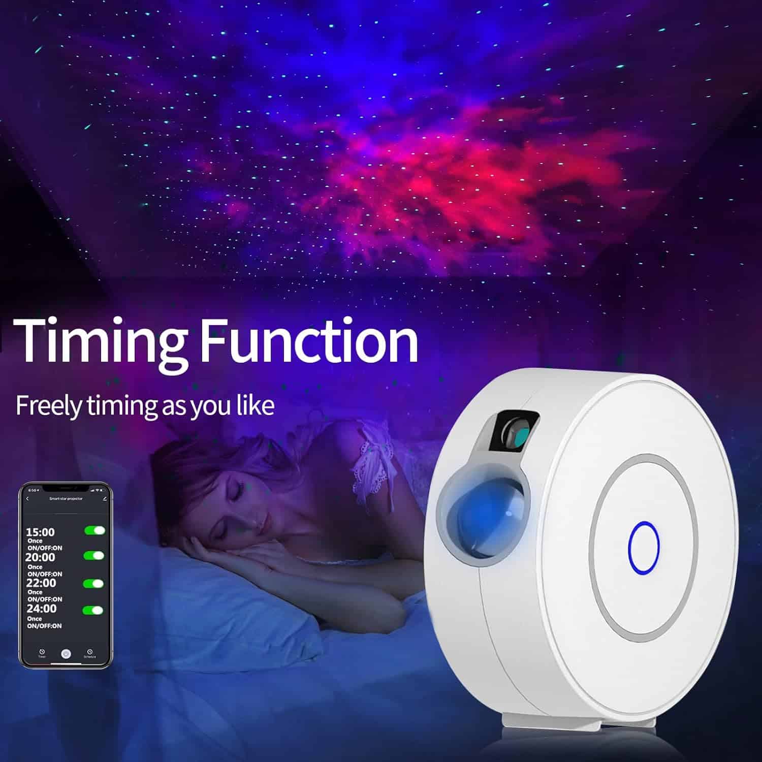 CHIGIH Smart Galaxy Star Projector,LED Starry Sky Night Light ,Nebula Ceiling Night Light App  Voice Controlled for Gaming Room,Bedroom,Home Theater,Camp Tent