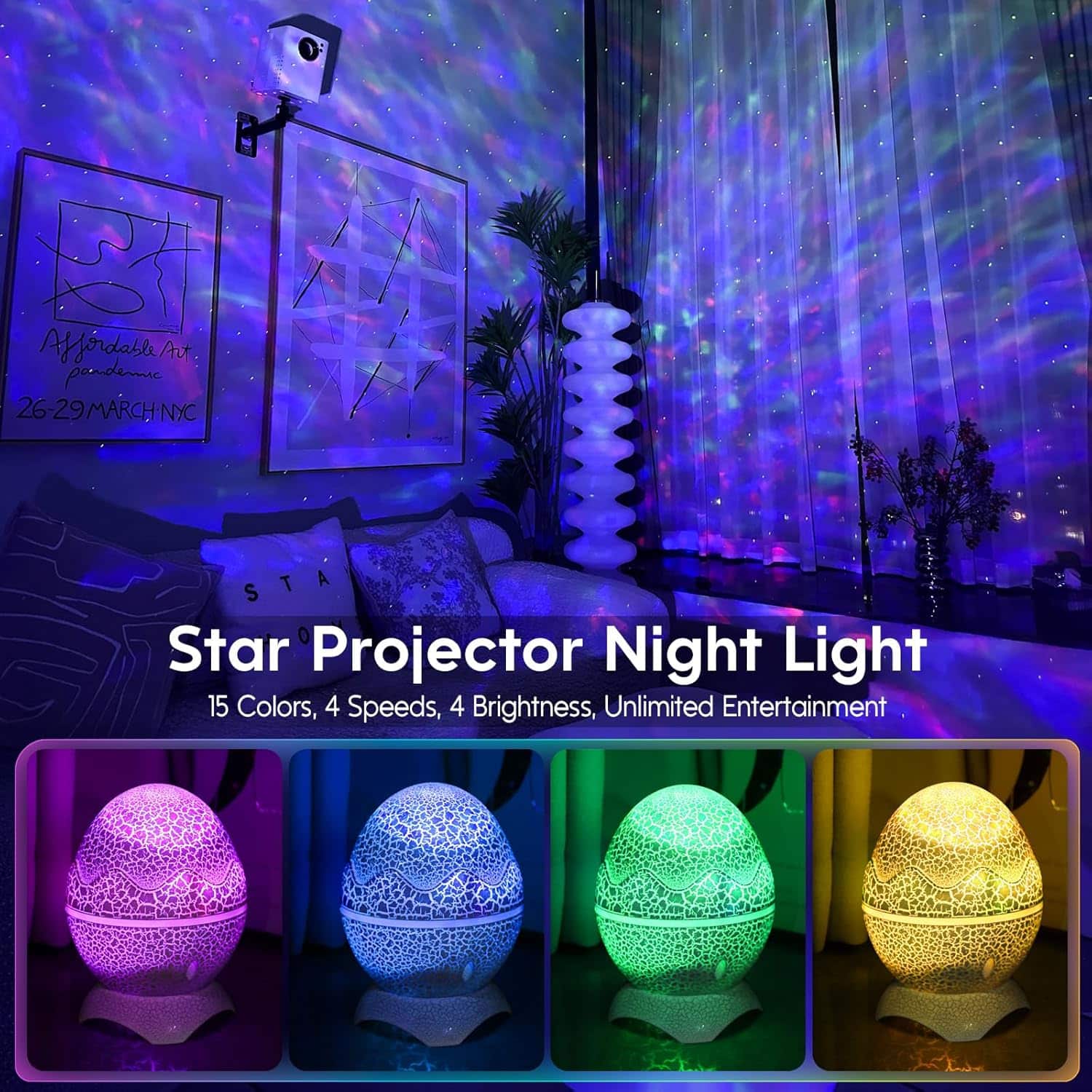 Rossetta Star Projector, Galaxy Projector LED Lights for Bedroom, Remote Control  White Noise Bluetooth Speaker, Night Light for Kids Room, Adults Home Theater, Christmas, Party, Bedroom Decor