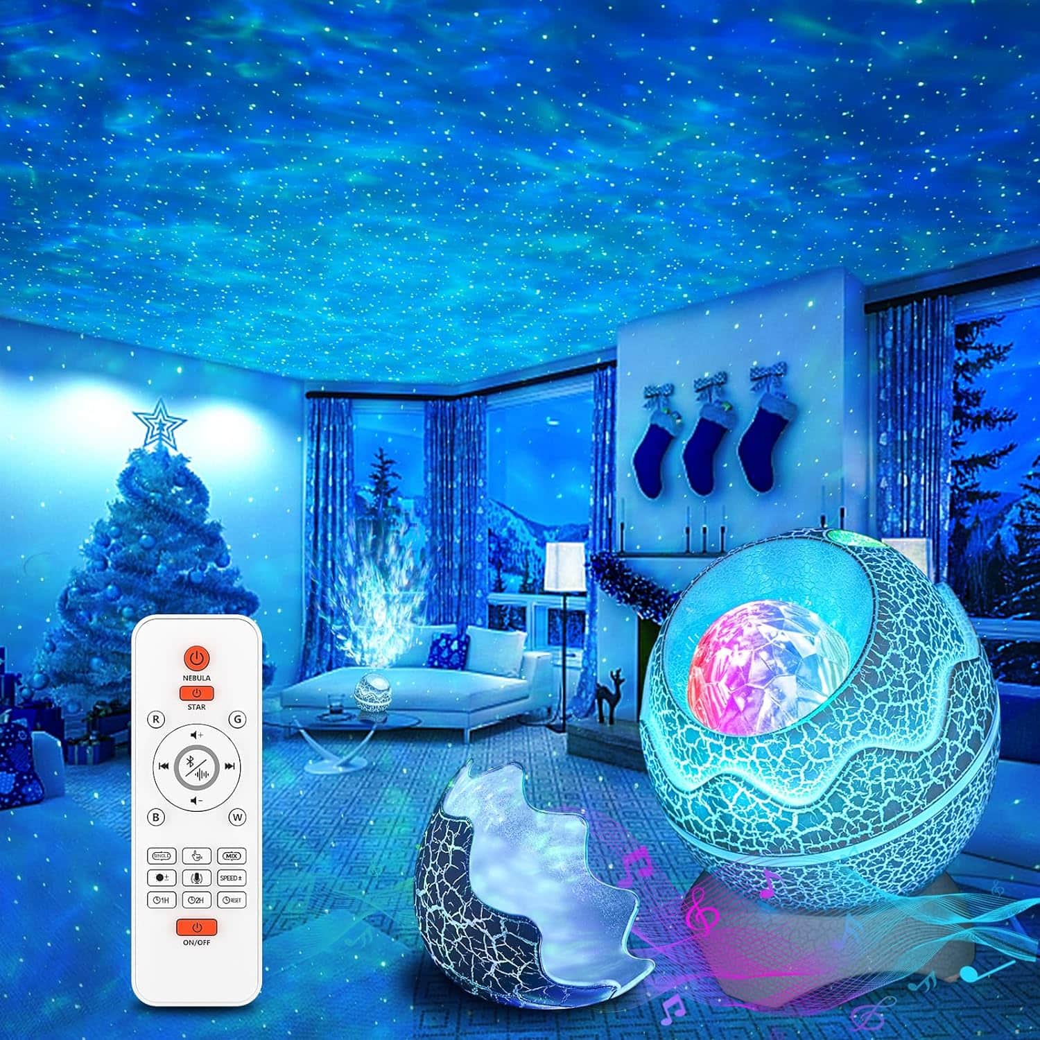 Rossetta Star Projector, Galaxy Projector LED Lights for Bedroom, Remote Control  White Noise Bluetooth Speaker, Night Light for Kids Room, Adults Home Theater, Christmas, Party, Bedroom Decor