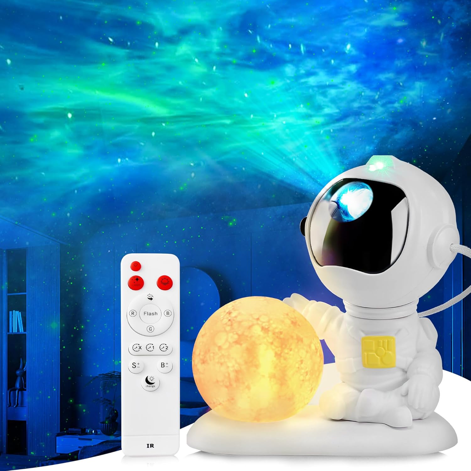 Astronaut Galaxy Projector, Star Projector Galaxy Light, Astronaut Starry Nebula Ceiling LED Lamp with Timer and Remote, Night Light for Kids, for Adults, Birthdays, Christmas, Valentines Day.