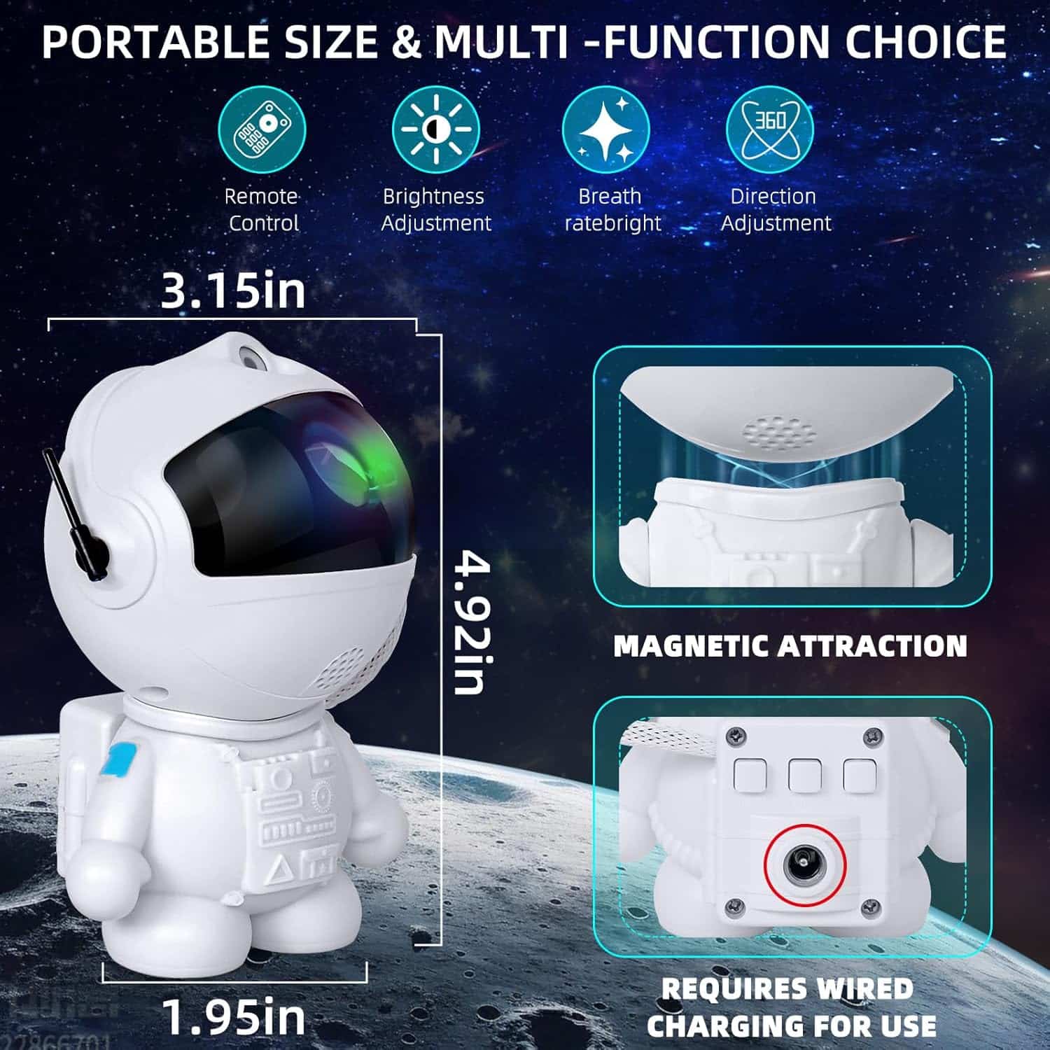 Astronaut Galaxy Projector with Nebula, Star Projector Ceiling LED Lamp with 8 Modes Astronaut Starry Night Light with Remote Gift for Kids Adults for Bedroom Christmas, Birthdays, Valentines Day