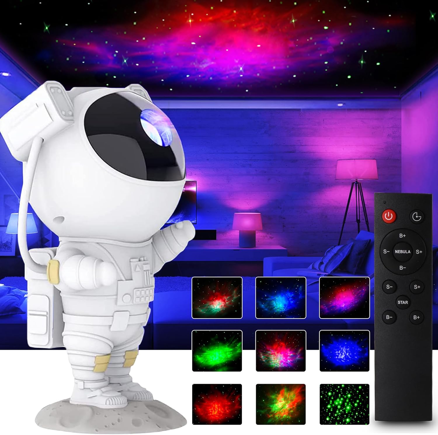 Astronaut Star Projector Galaxy Night Light, Space Man Buddy Starry Nebula Ceiling LED Projector Lamp Gift for Kids Room Adults Bedroom Decor, with Remote and Timer-Astronaut 4.8x4.5x9.6inch