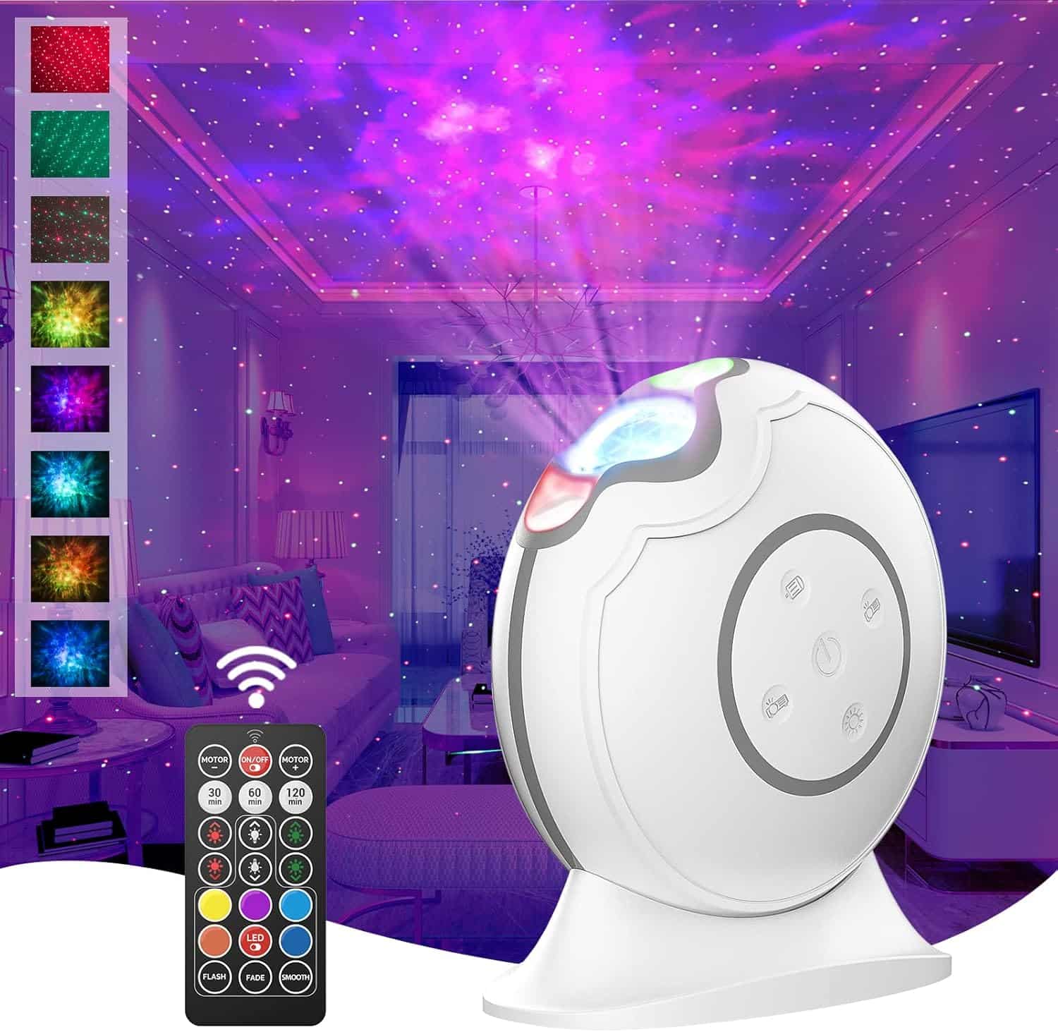 LOFTEK Galaxy Projector Star Projector, 360° Adjustable Night Light Projector with Remote ControlTimer, Rechargeable LED Starry Light Projector for Kids Bedroom Decor, Adult Home Theater, Ceiling