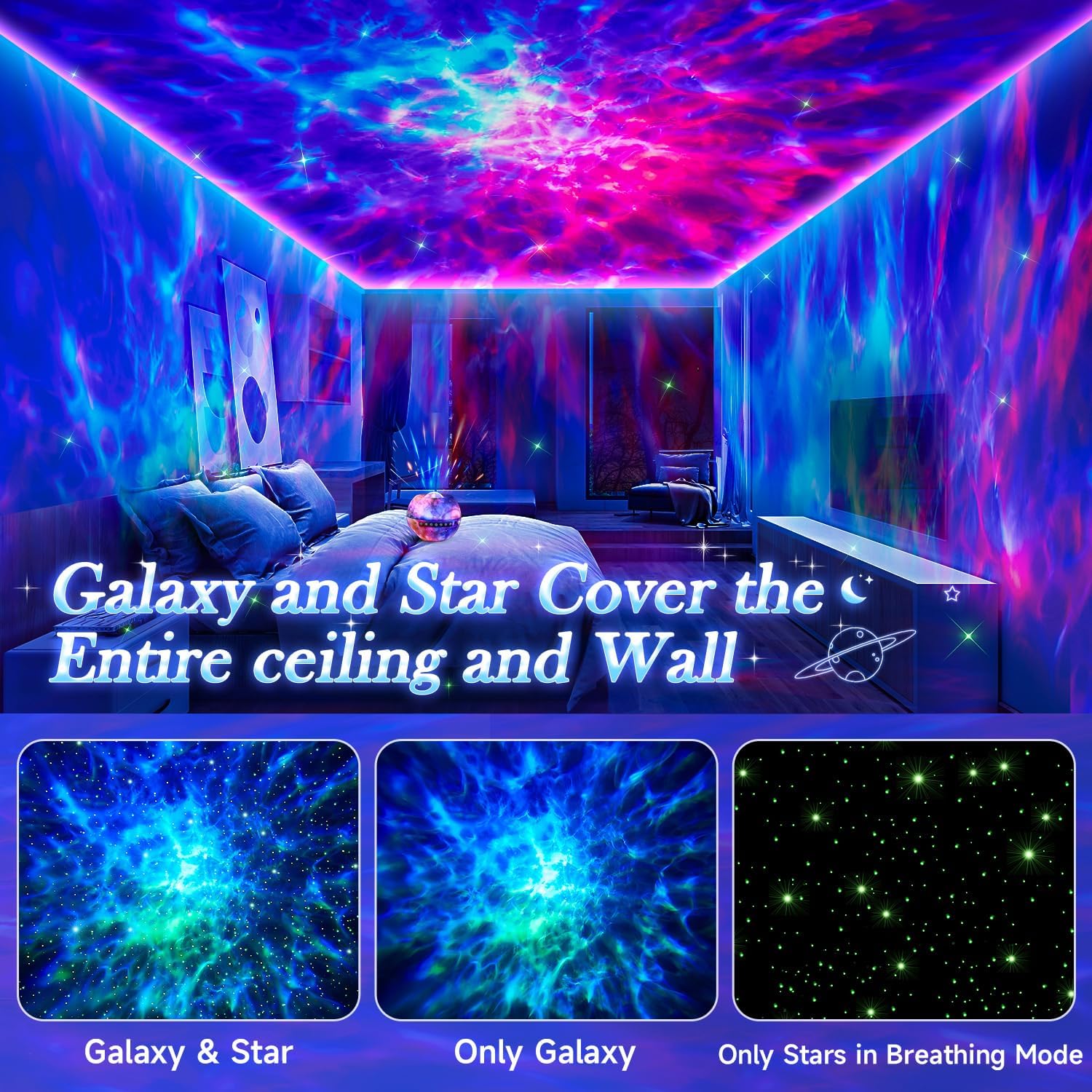 Star Projector, 15 Colors Galaxy Projector for Bedroom Adults,15 White Noise Star Projector for Ceiling for Adults ,Bluetooth Star Projector Galaxy Light Projector, Star Lights for Ceiling Projector