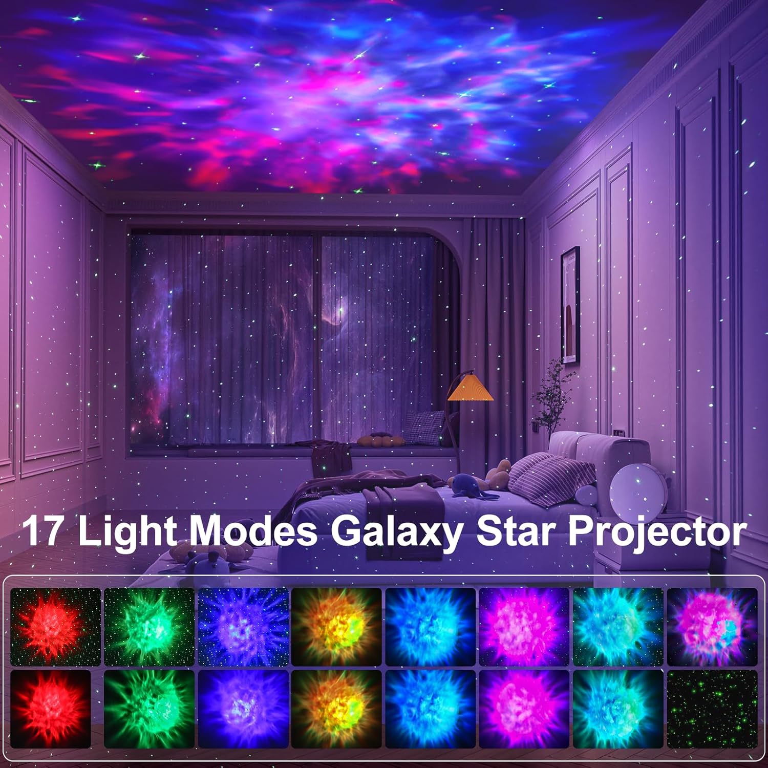 Star Projector Galaxy Light Projector - 3 in 1 Galaxy Projector with Bluetooth Speaker, Night Light Projector for Bedroom with Remote and Timer, Gifts for Teen Girls Boys (5.9inch)