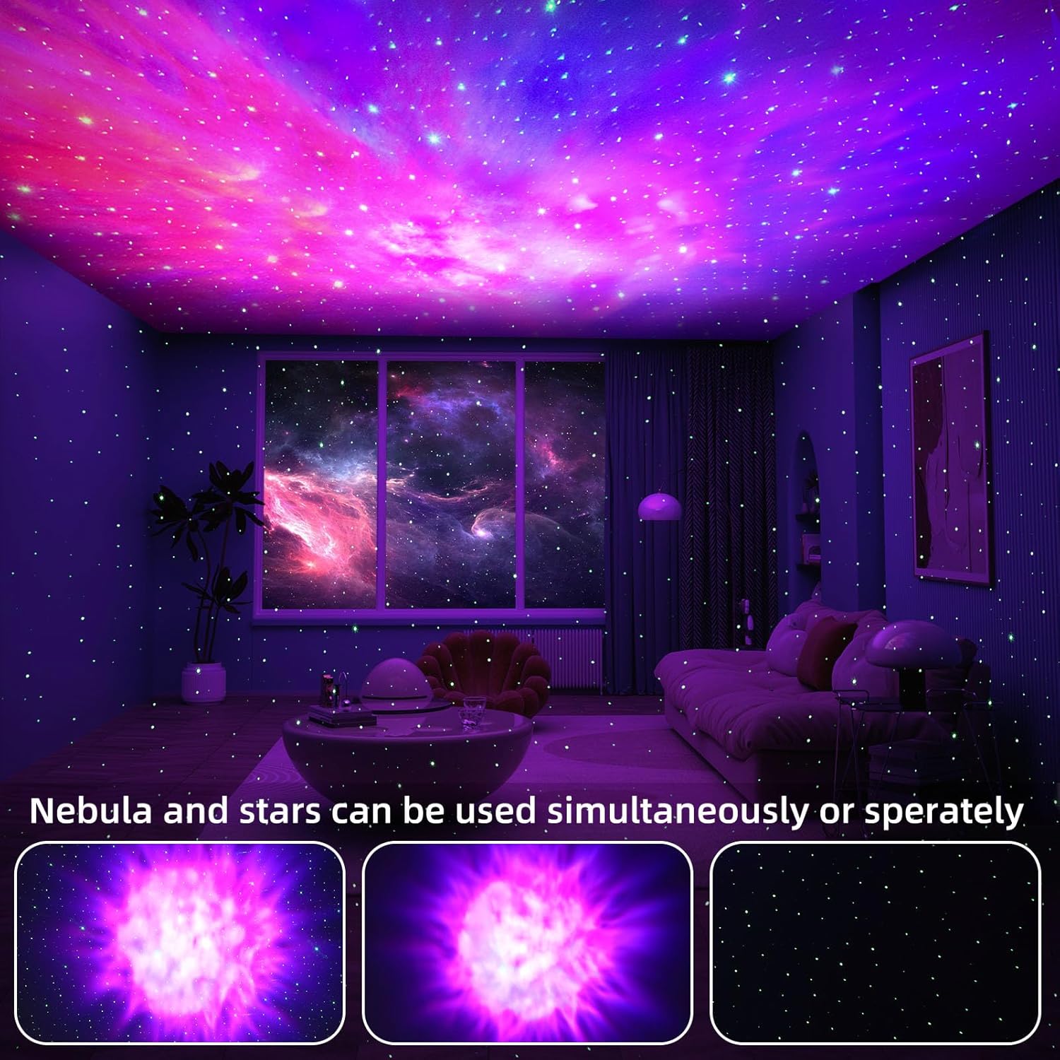 Star Projector Galaxy Light Projector - 3 in 1 Galaxy Projector with Bluetooth Speaker, Night Light Projector for Bedroom with Remote and Timer, Gifts for Teen Girls Boys (5.9inch)