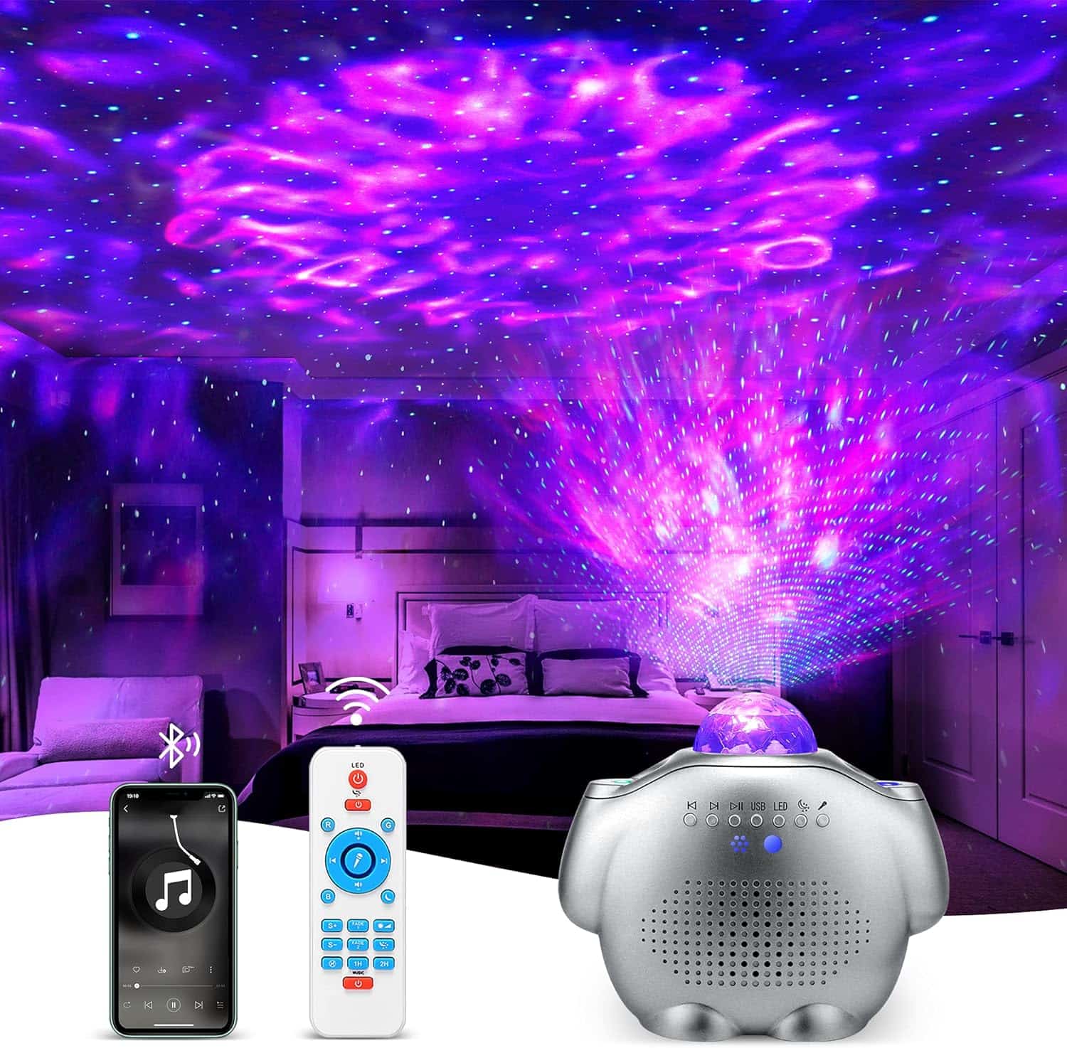 Star Projector, Galaxy Projector for Bedroom, Bluetooth Speaker with Moon  Star, Party Light, Night Light Projector for Kids Adults Gaming Room, Gifts for Girls  Boys, Ceiling, Bedroom Décor