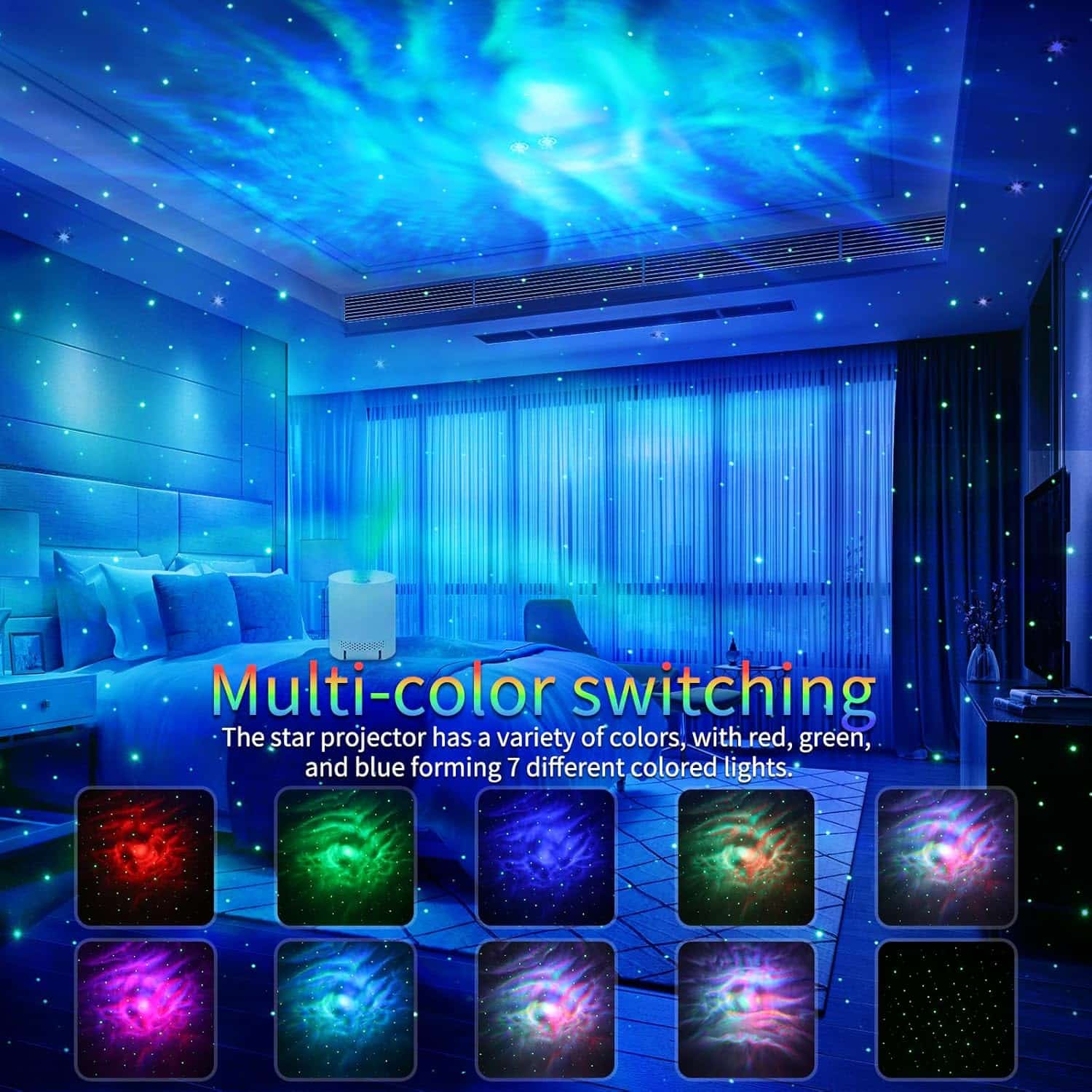 Star Projector, Galaxy Projector for Bedroom, Night Light Projector with Timer and Remote Control, Adjustable Speed and Brightness, for Aurora Projector for Bedroom, Living Room and Home Theater