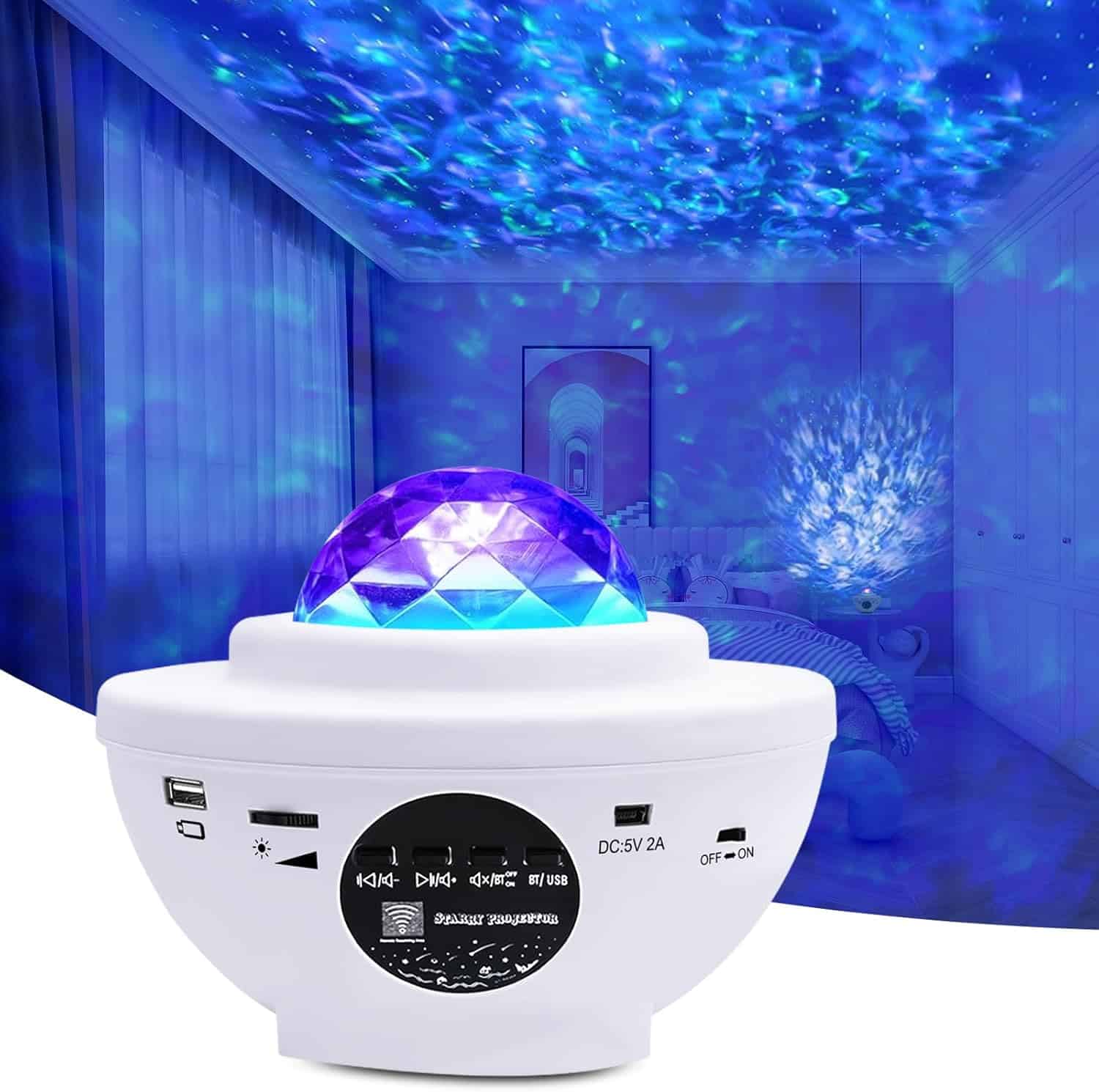 Star Projector Galaxy Projector Night Light for Bedroom Sky with Music Speaker and Remote Control LED Nebula Cloud  Moving Ocean Wave for Bedroom Game Rooms Home Theatre Christmas Gift White