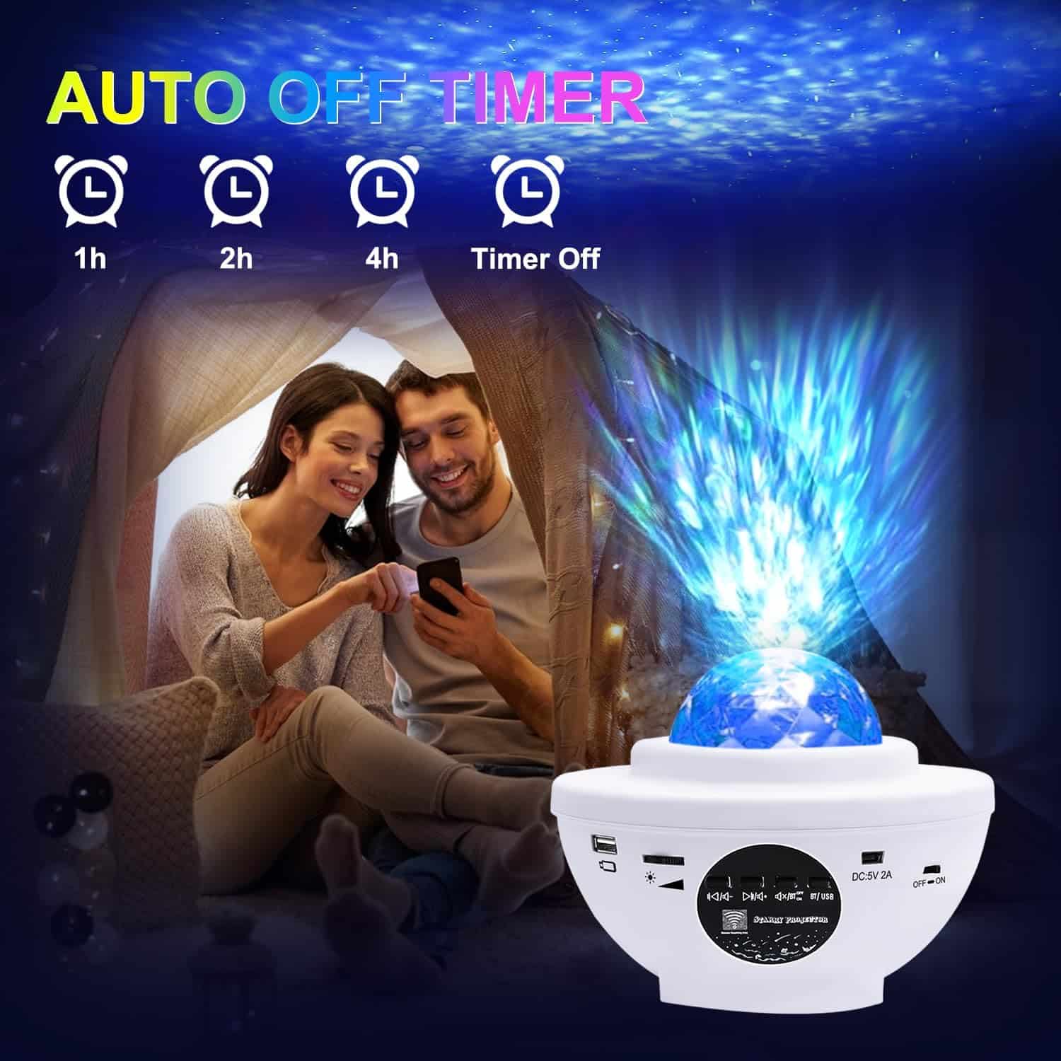 Star Projector Galaxy Projector Night Light for Bedroom Sky with Music Speaker and Remote Control LED Nebula Cloud  Moving Ocean Wave for Bedroom Game Rooms Home Theatre Christmas Gift White