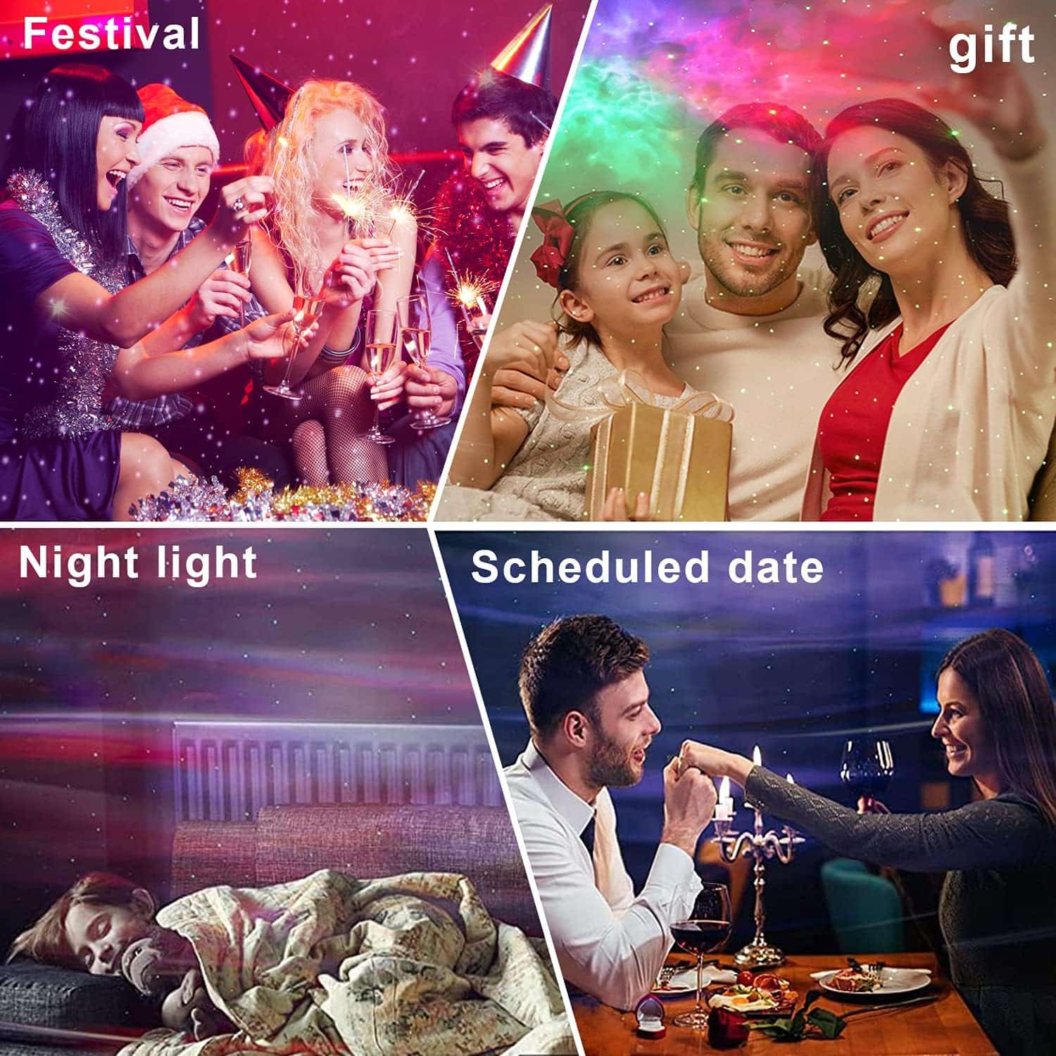 Star Projector, Galaxy Star Projector with Multi-Color Moving LED Nebula for Room Decor for Home Theater, Birthday, Party, Wedding,White