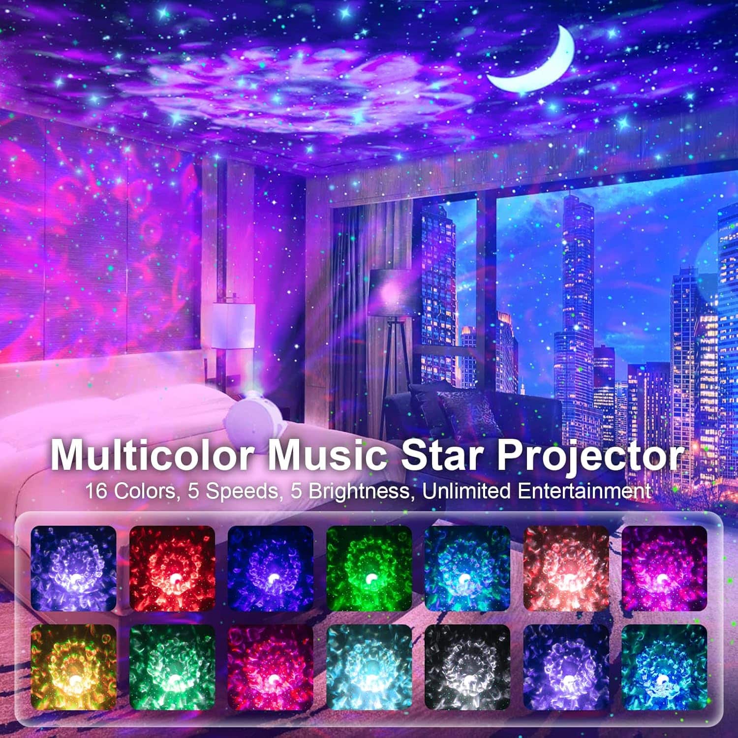 Star Projector, TRAALL 4 in 1 Galaxy Projector with Bluetooth Speaker  Timer, RemoteVoice Control, 18 Lighting Effects, Unique Sky Star Projector Night Light, Christmas Decorations for Kids Adults