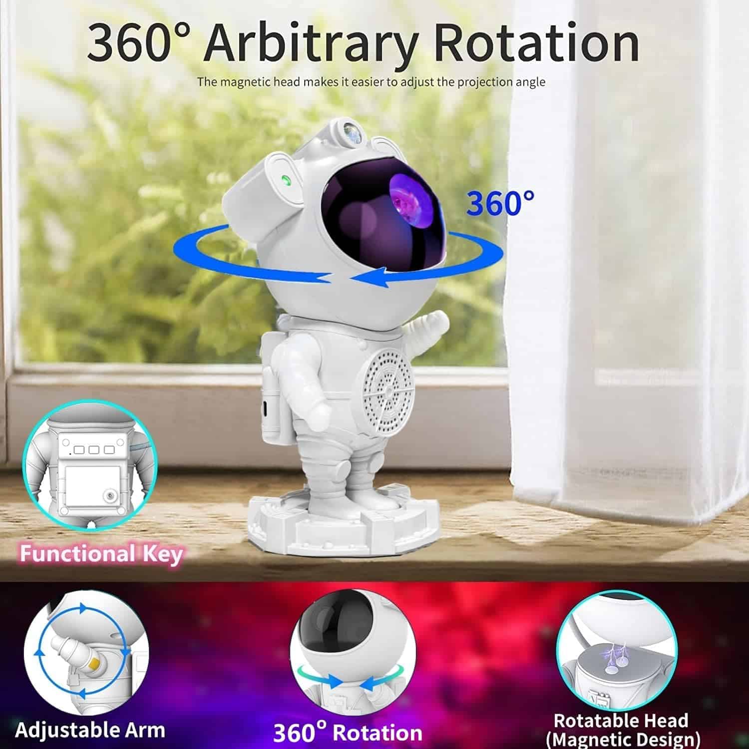 Starry Sky Projector Night Light - Astronaut Projector Galaxy,Bluetooth Speaker,Starry Nebula Ceiling LED Lamp with Timer,Room Decor Aesthetic,for Christmas,Birthdays,Kids,Adults