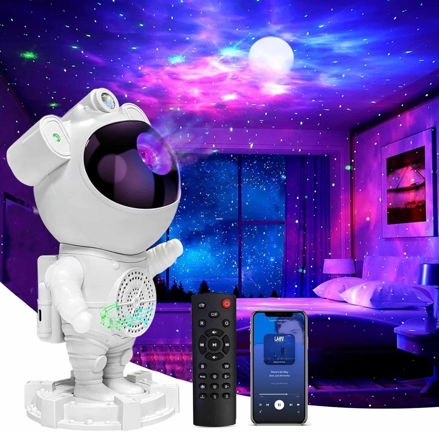 Starry Sky Projector Night Light - Astronaut Projector Galaxy,Bluetooth Speaker,Starry Nebula Ceiling LED Lamp with Timer,Room Decor Aesthetic,for Christmas,Birthdays,Kids,Adults