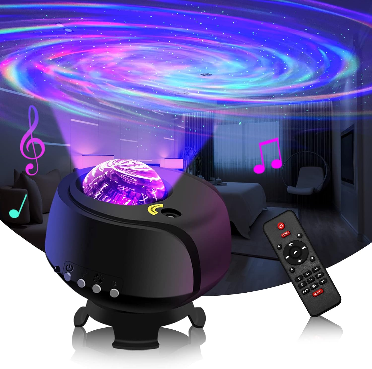 The Largest Coverage Area Galaxy Lights Projector, Star Projector, with Changing Nebula and Galaxy Shapes Galaxy Night Light