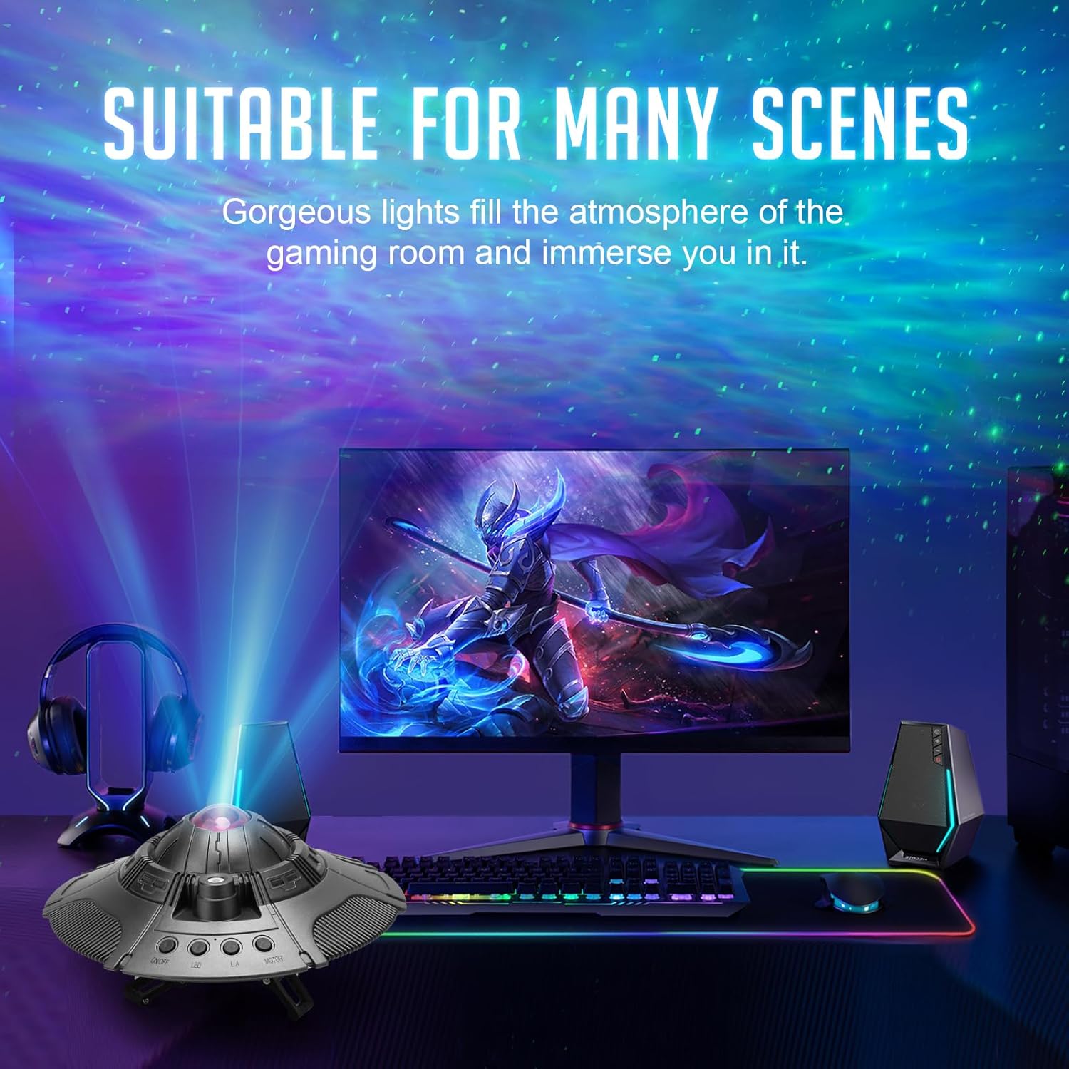 UFO Galaxy Projector, LED Lights for Bedroom, Star Projector, Night Light for Kids and Adults, Starry Nebula Ceiling LED Lamp, Room Decor Aesthetic, Gifts for Christmas, Birthdays, Valentines Day