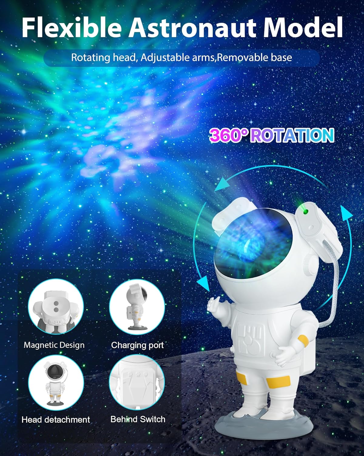 Astronaut Galaxy Projector for Bedroom, Star Projector Galaxy Light with Remote and Timer, Nebula Night Light Space Projector for Ceiling, LED Galaxy Lamp Room Decor for Adults Kids Children