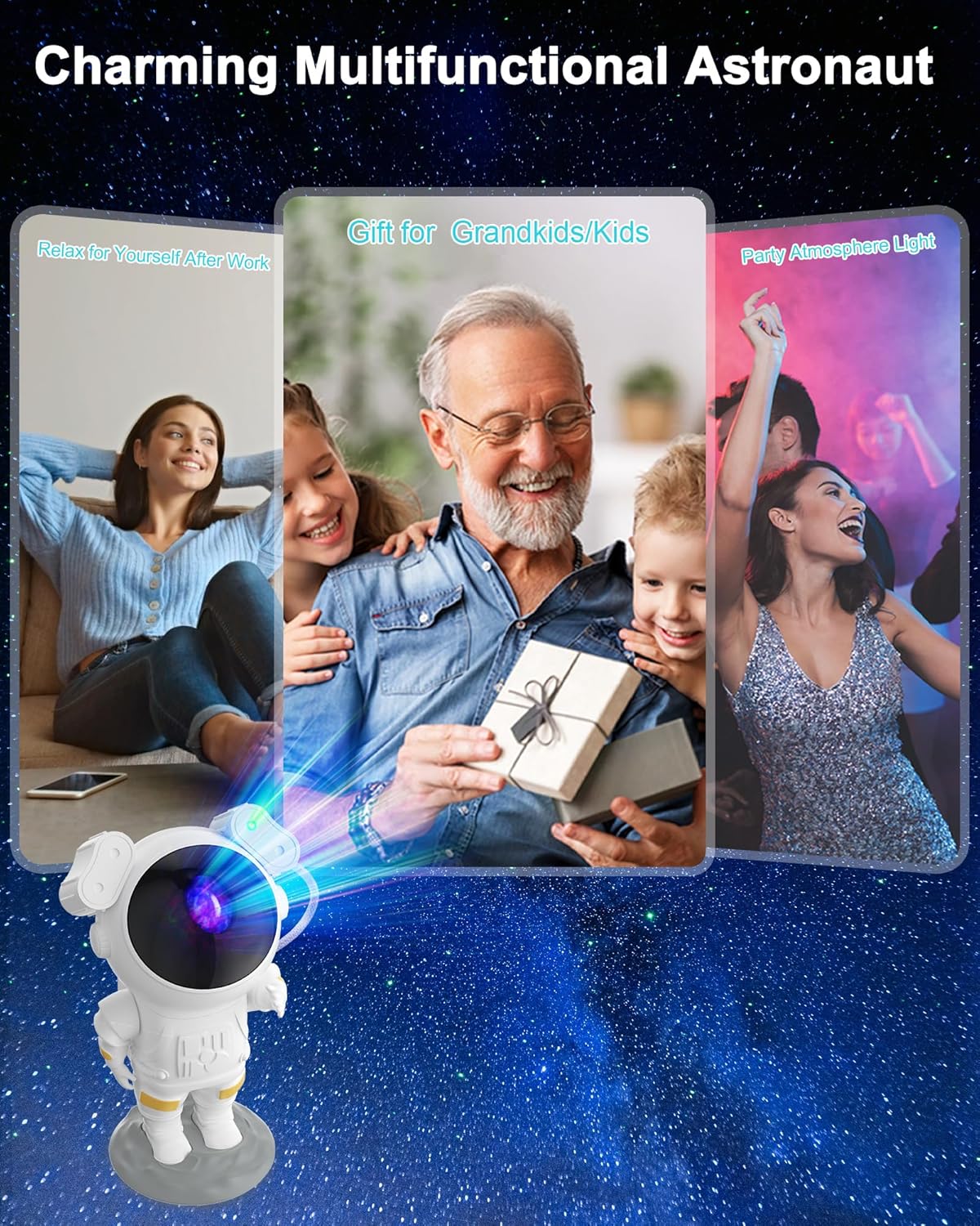 Astronaut Galaxy Projector for Bedroom, Star Projector Galaxy Light with Remote and Timer, Nebula Night Light Space Projector for Ceiling, LED Galaxy Lamp Room Decor for Adults Kids Children