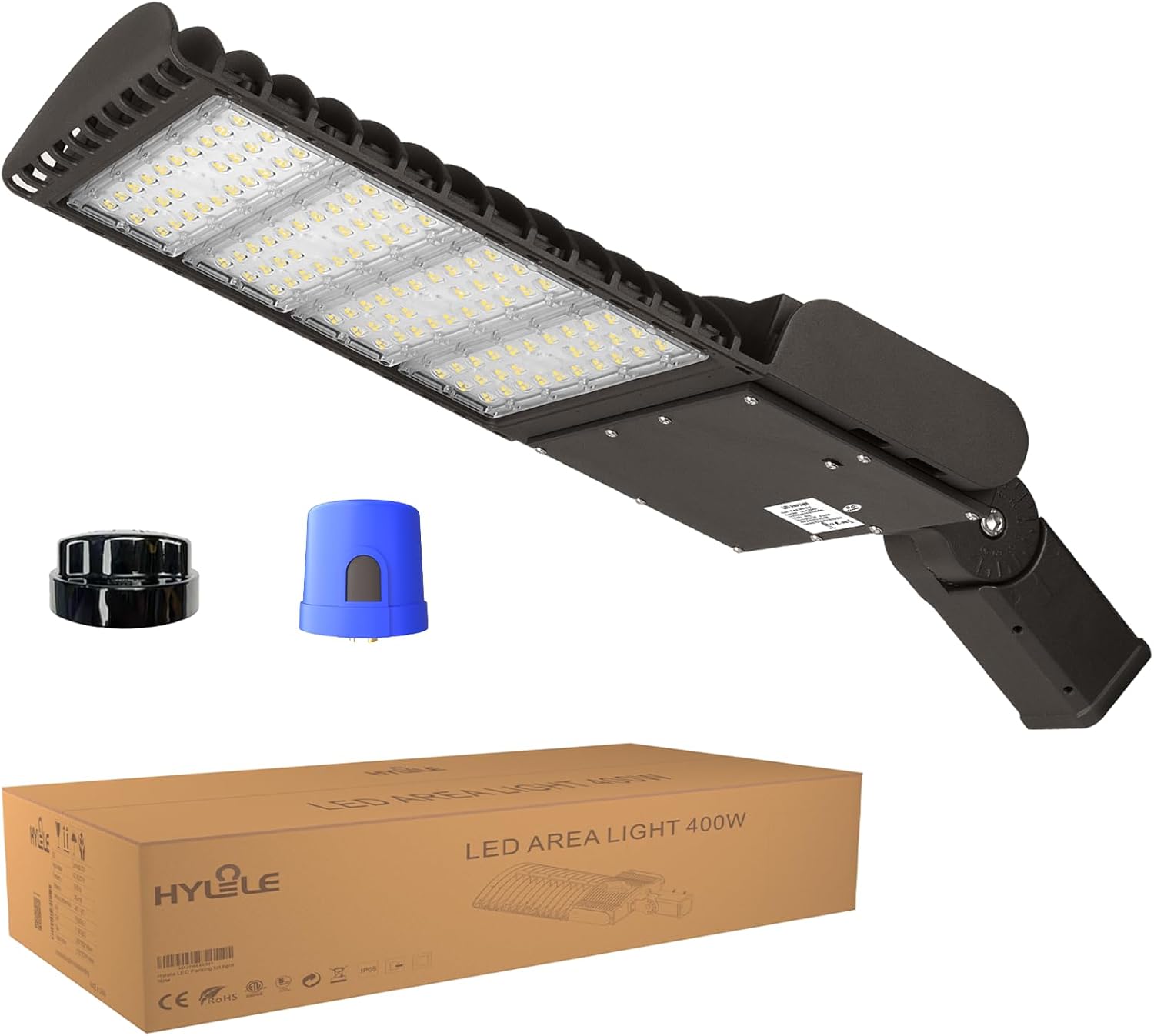 400W LED Area Light Shoebox Parking Lot Light with Photocell Dusk to Dawn 5700K 60000LM Commercial Street Lighting Pole Lights Fixture Super Bright IP65 Waterproof Outdoor Slip-Fitter Mount