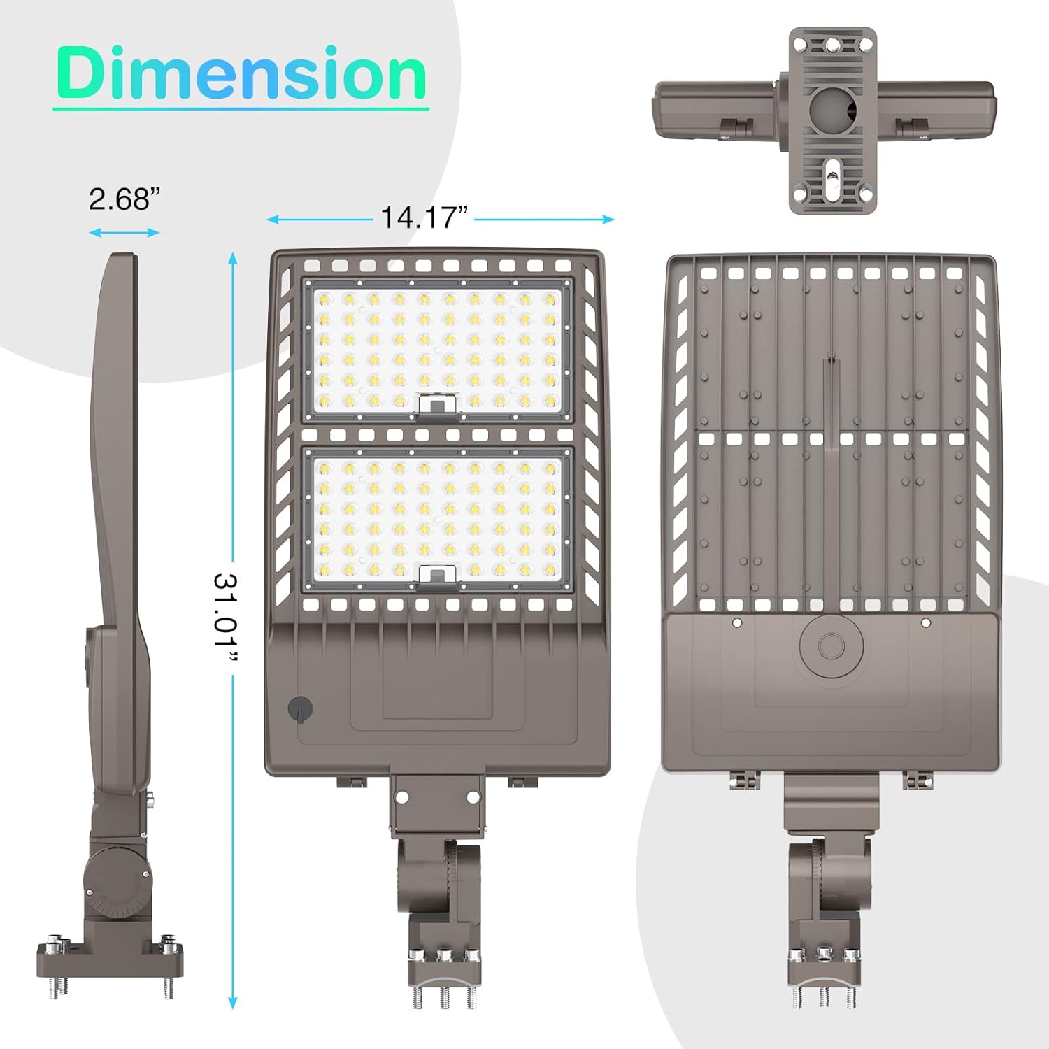 400W LED Parking Lot Light 56000LM with Photocell, UL DLC Listed, 5000K Shoebox Pole Light with Arm Mount, AC100-277V, IP65 Waterproof Commercial Street Area Lighting for Driveway/Roadway/Yard