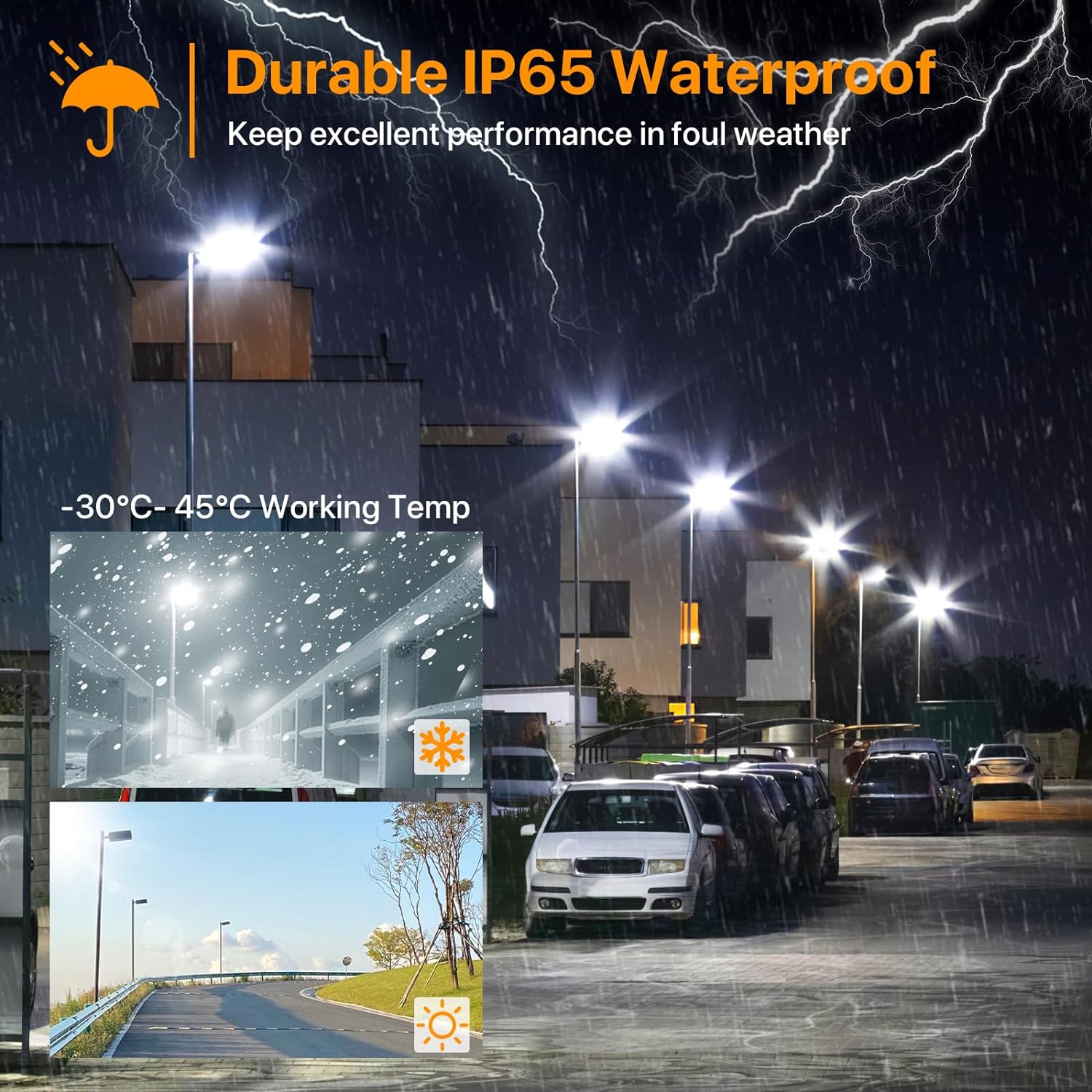 400W LED Parking Lot Light, 60000LM Pole Lights Outdoor with Dusk to Dawn Photocell 5000K IP65 100-277V, 150LM/W Commercial Lights for Stadium, Roadway