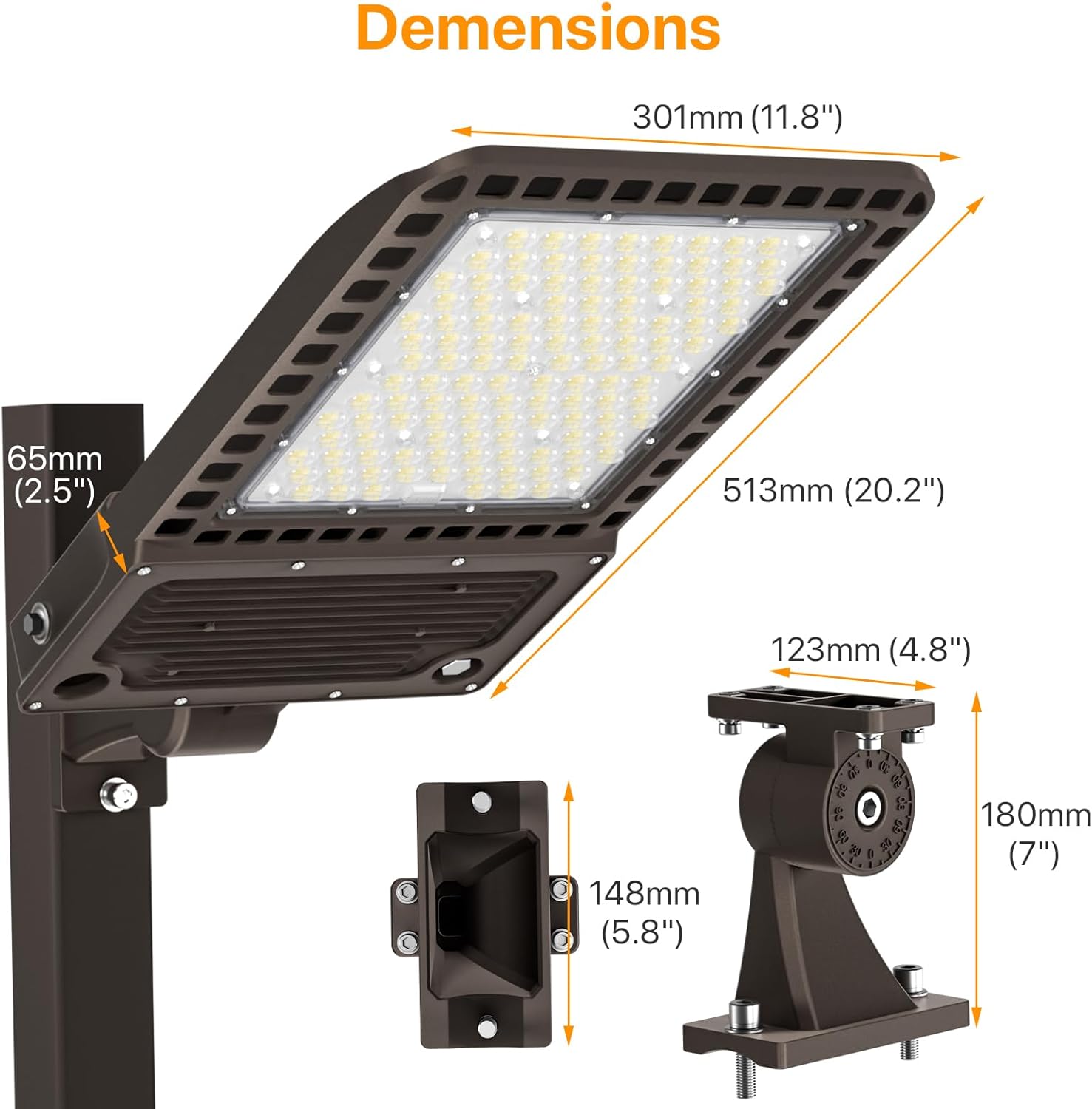 400W LED Parking Lot Light, 60000LM Pole Lights Outdoor with Dusk to Dawn Photocell 5000K IP65 100-277V, 150LM/W Commercial Lights for Stadium, Roadway