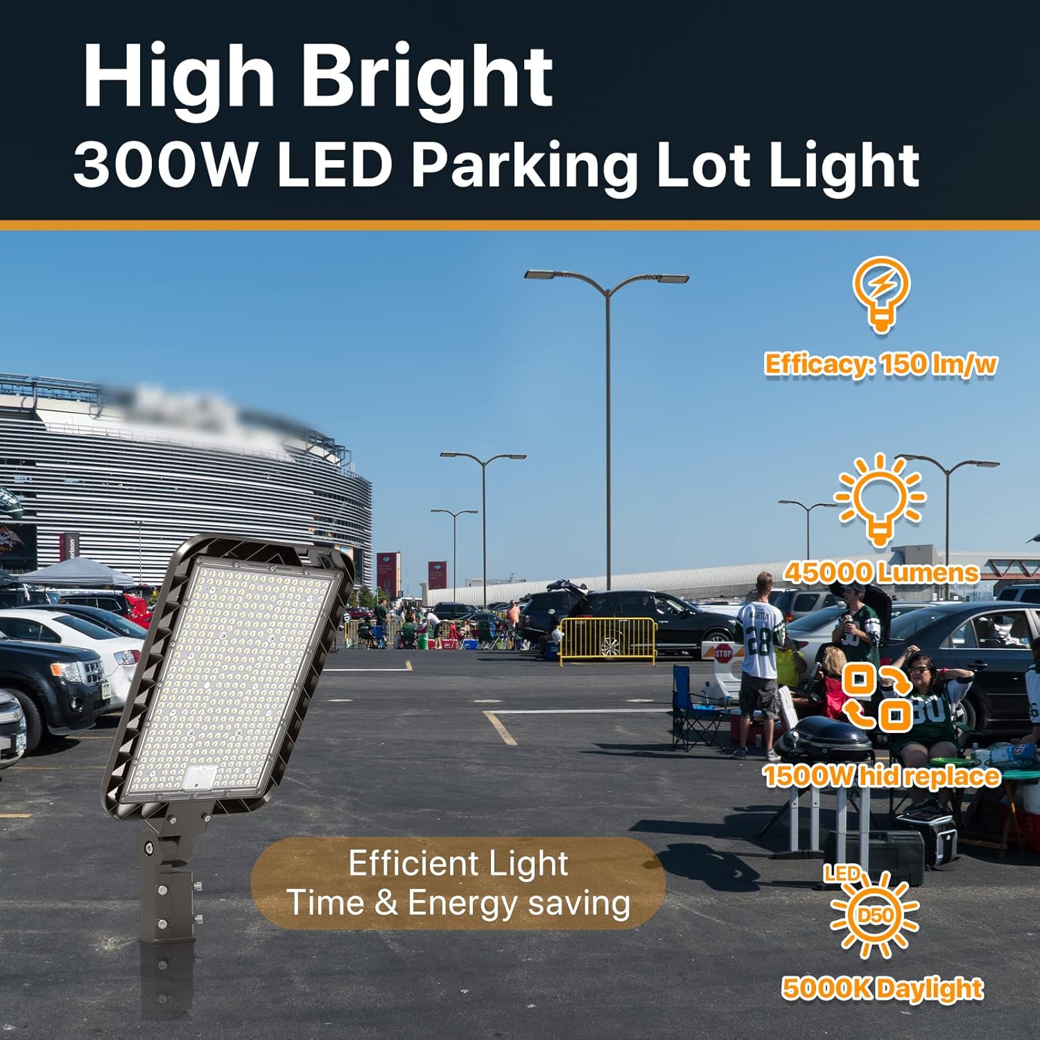 400W LED Parking Lot Light with Slip Fit Mount 60,000LM (150LM/W) Dusk to Dawn Outdoor Photocell IP65 Shoebox Pole Light 5000K 100-277V Commercial Street Area Lighting for Roadways, Stadiums