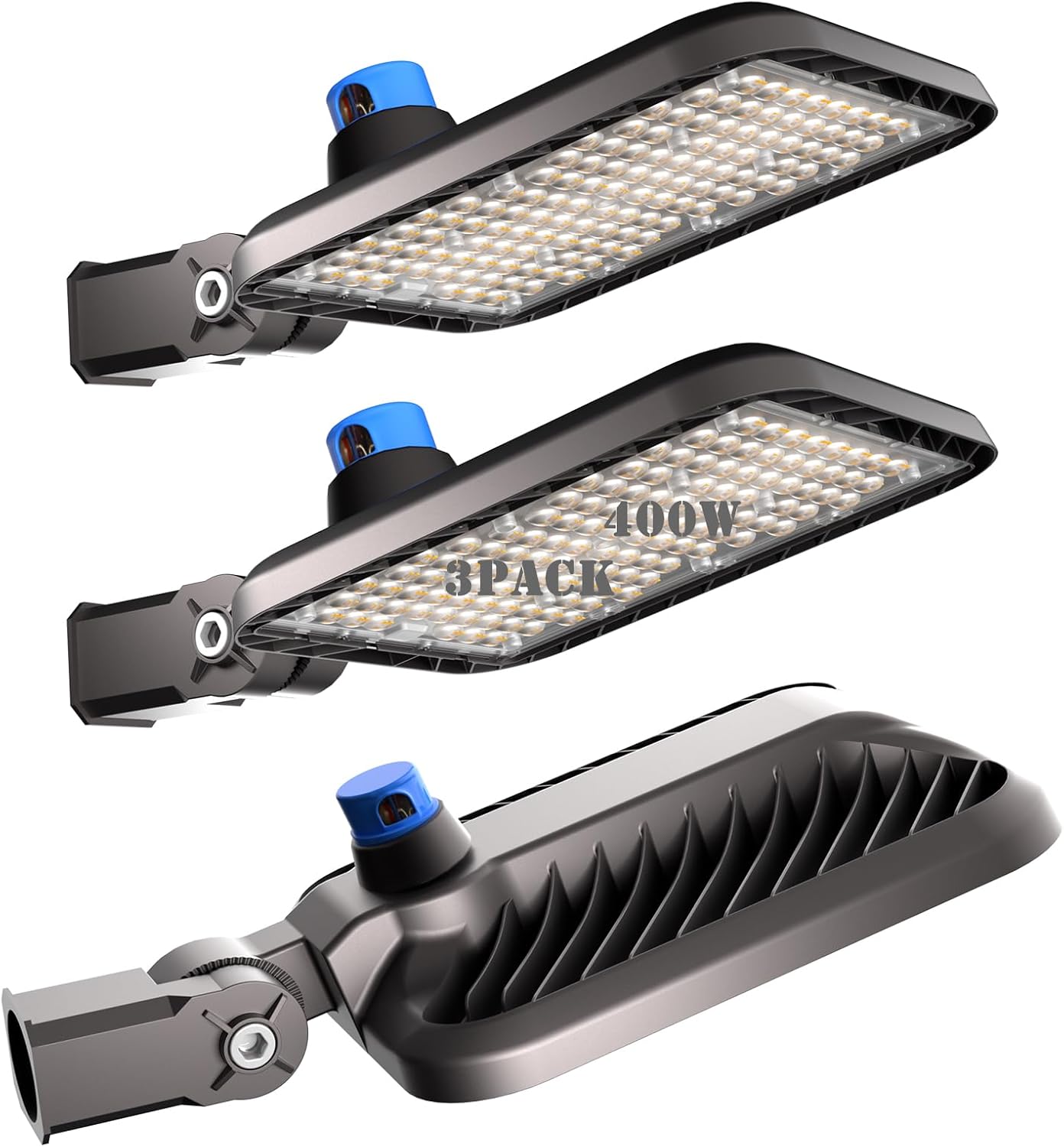 400W(486x1W) LED Parking Lot Lights (60000lm Eqv 1600W HPS) LED Shoebox Light with Smart Photocell IP65 5000K LED Parking Lot Lights Outdoor Pole Mount -3Pack 7Yrs Warranty