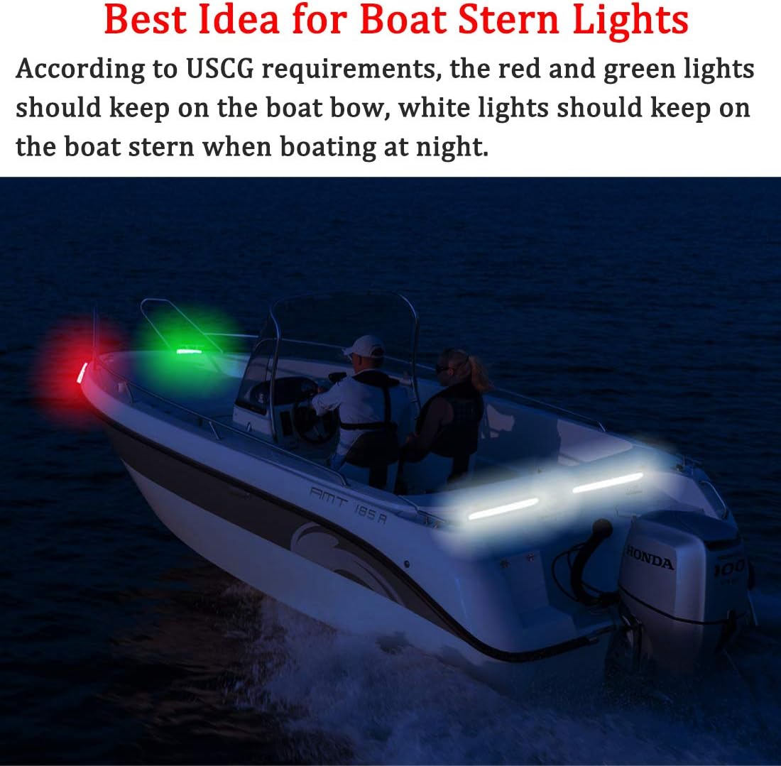 Botepon Navigation Lights - LED Bow Lights, Green  Red, Night Fishing, Deck, IP67 Waterproof for Pontoon, Dinghy, Kayak, Jon Boat, Yacht