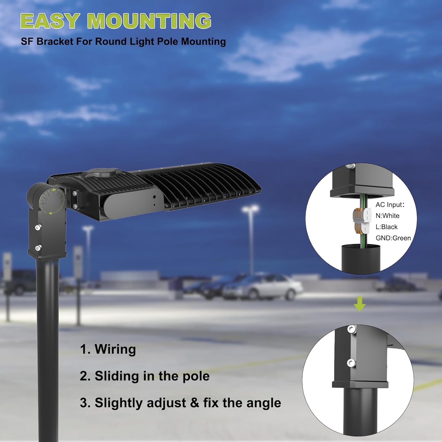 LED Area Light Parking Lot Light 400W Street Light 5700K 56000LM Commercial Area Illumination Shoebox Pole Lights Fixture Ultra Bright IP65 Weatherproof Outdoor Slip Fitter Mounting ETL Certified
