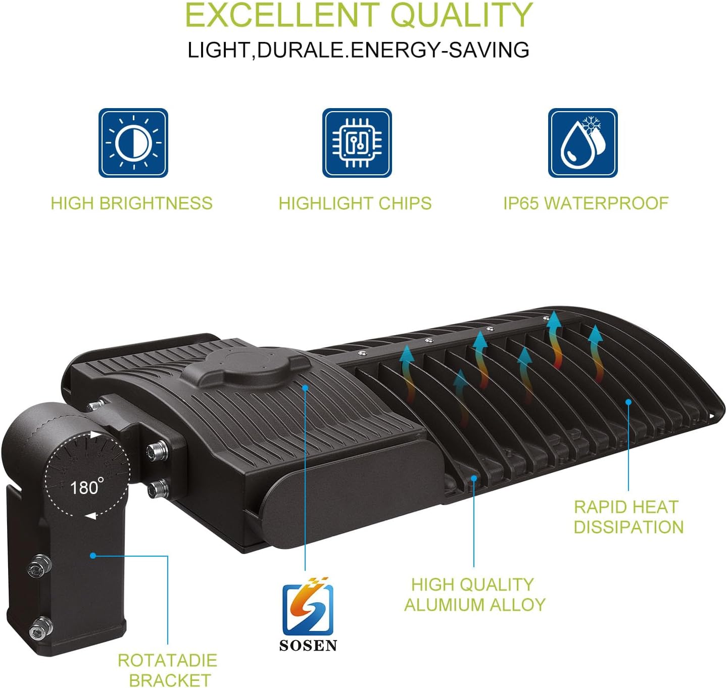 LED Area Light Parking Lot Light 400W Street Light 5700K 56000LM Commercial Area Illumination Shoebox Pole Lights Fixture Ultra Bright IP65 Weatherproof Outdoor Slip Fitter Mounting ETL Certified