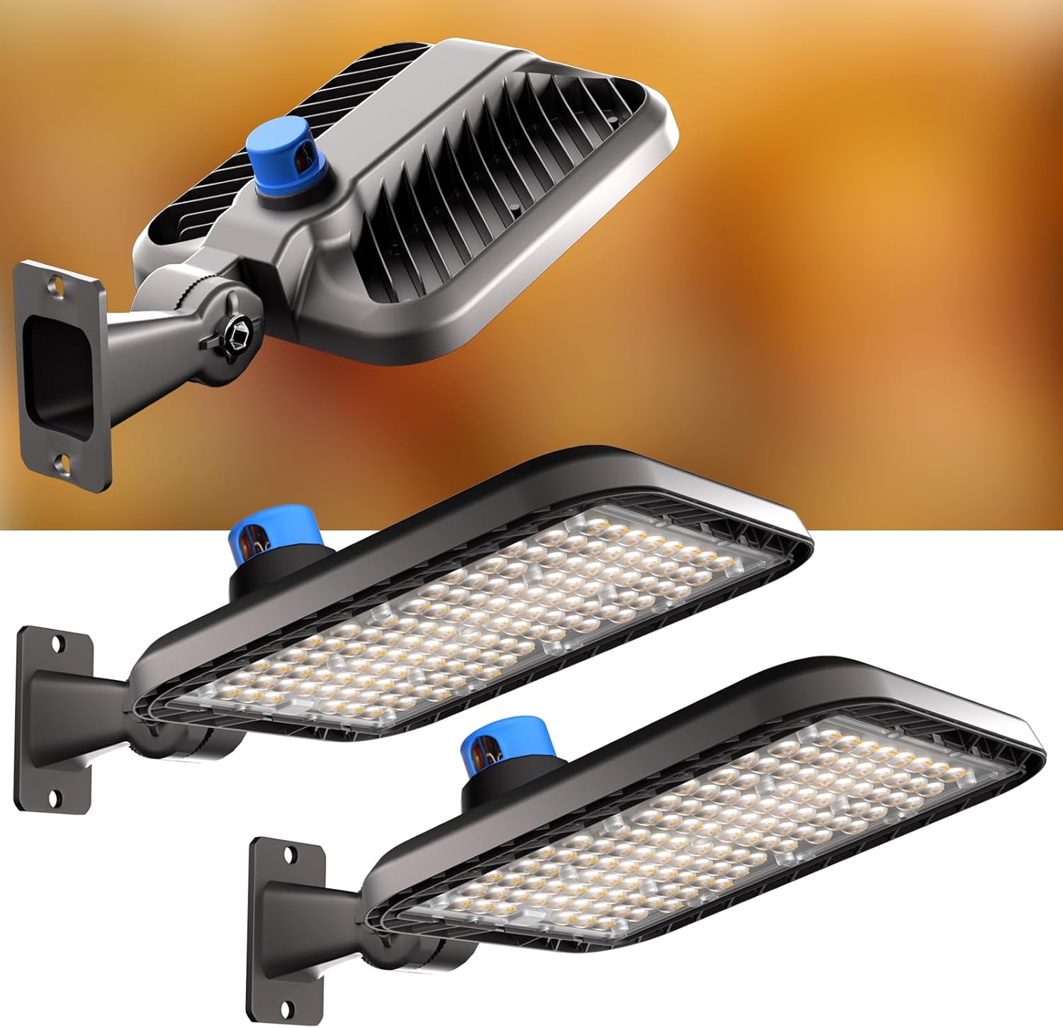 Lightdot 400W(486x1W LED) LED Parking Lot Light Arm Mount 5000K ETL LED Pole Lights Outdoor 60000Lm(150Lm/W) LED Shoebox Light with Smart Photocell for 30-55Ft Height-7Yrs Warranty-3Pack