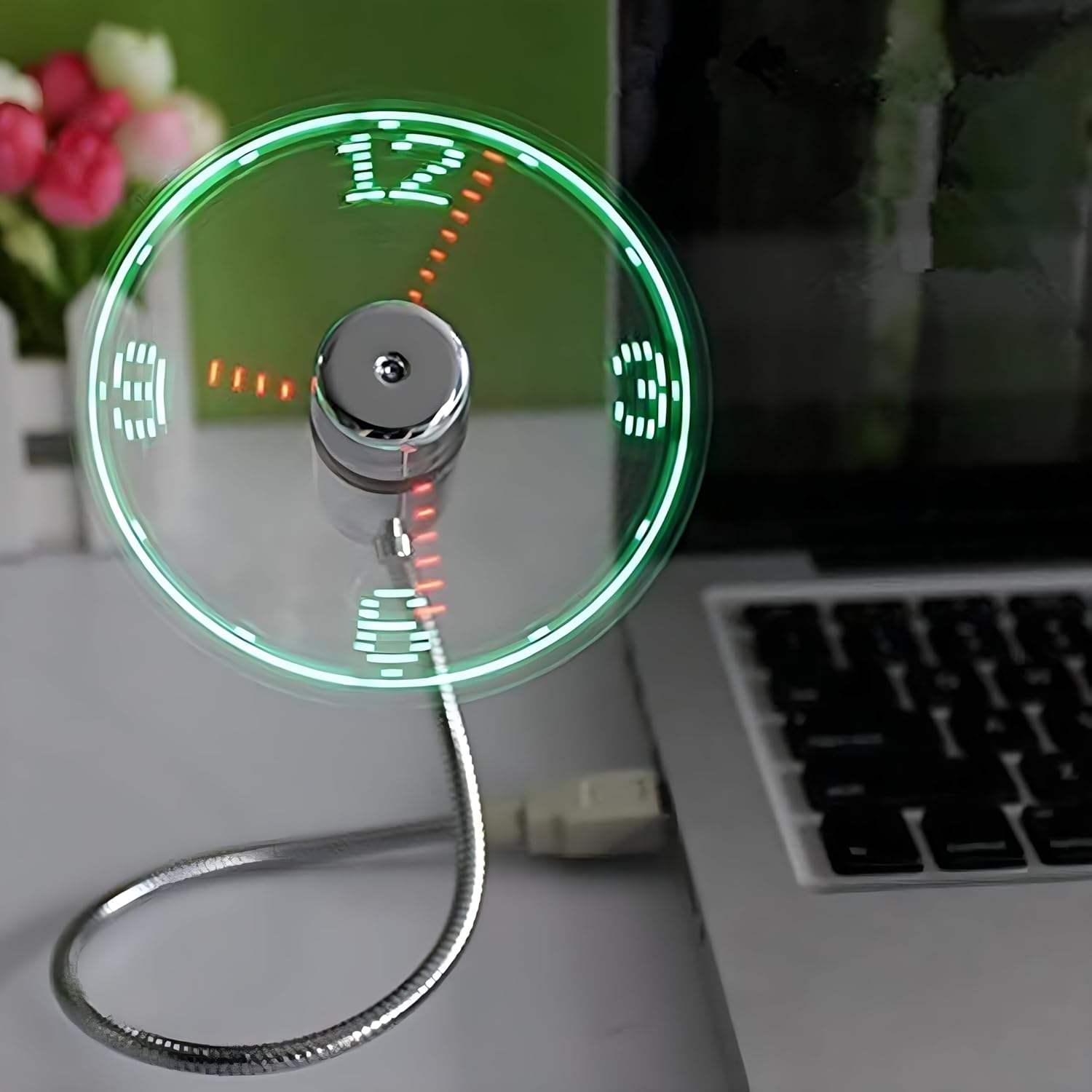 ONXE LED USB Clock Fan featuring Real Time Display Function,Stocking Stuffers for Men Christmas Gadgets,1 Year Warranty