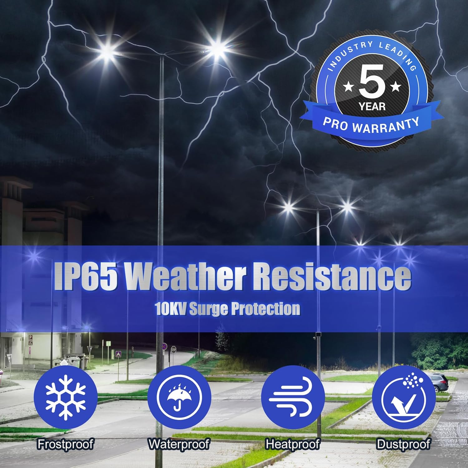 10Pack 400W LED Parking Lot Light 56000 Lumen, UL DLC Parking lot Flood Lights Arm Mount, Street Area IP65 5000K Waterproof 100-277VAC Input, Stadium Lights Outdoor, LED Pole Light Outdoor