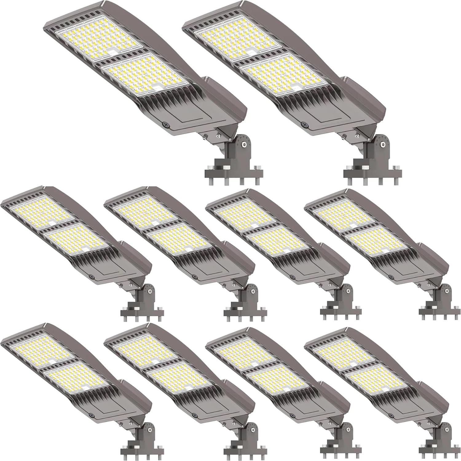 10Pack 400W LED Parking Lot Light 56000 Lumen, UL DLC Parking lot Flood Lights Arm Mount, Street Area IP65 5000K Waterproof 100-277VAC Input, Stadium Lights Outdoor, LED Pole Light Outdoor