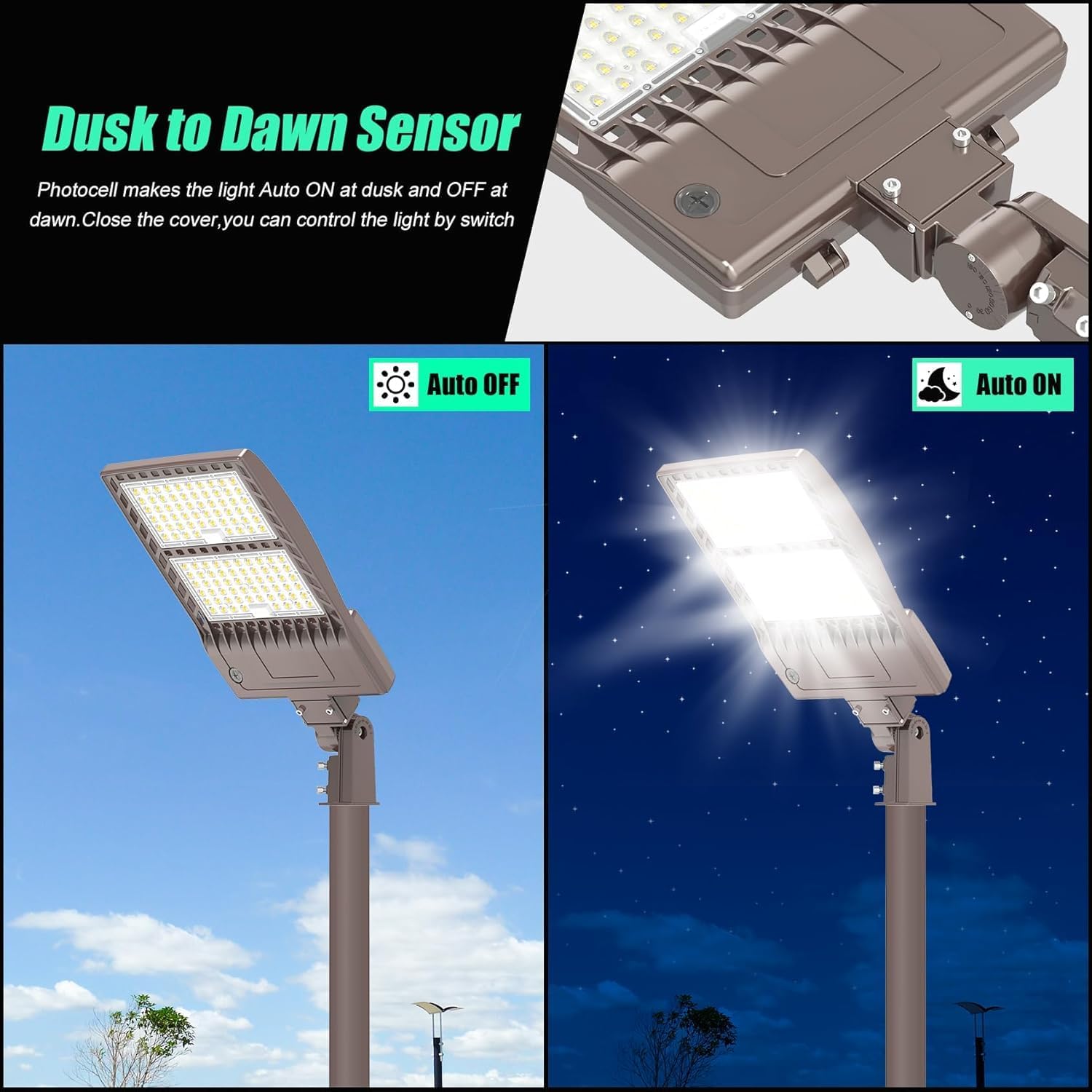 10Pack 400W LED Parking Lot Light Dusk to Dawn 56,000LM, DLC ETL Listed Industrial Grade LED Shoebox Parking Pole Light 5000K IP65 Waterproof 100-277VAC Outdoor Commercial Area Lighting w/Slip Fitter
