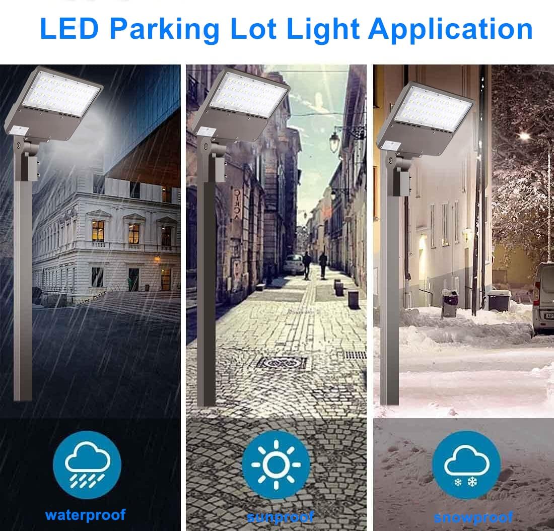 150W Outdoor LED Parking Lot Light with Slipfitter Mount, 5000K LED Area Light with Dusk to Dawn Photocell, 100-277V 21000LM[400-500W HPS/HID Equiv] ETL LED Commercial LED Flood Light