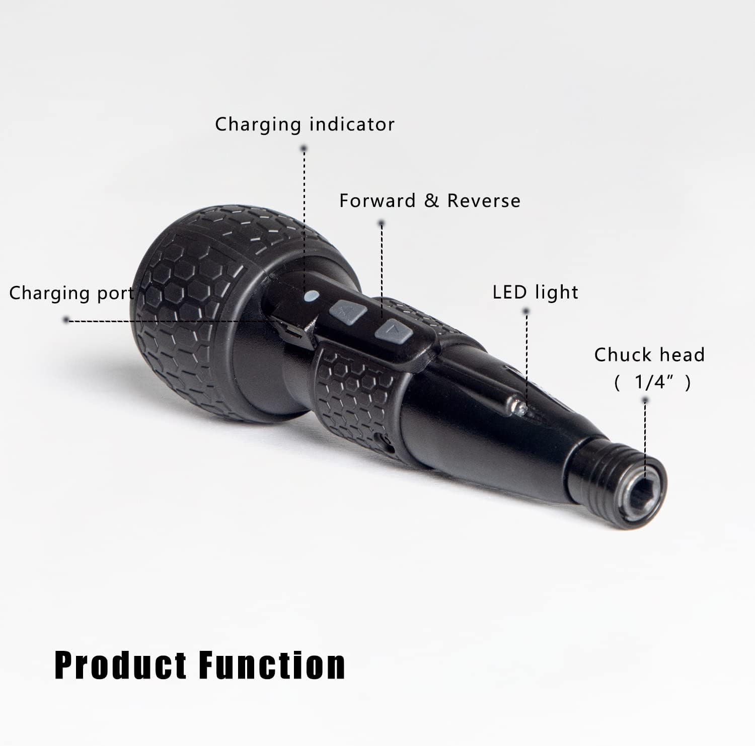 3.6V Cordless Electric Screwdriver Rechargeable portable Mini Rotary Home Gadget，Automatic Manual all in one with LED Light and USB-C Charging Cable BLACK