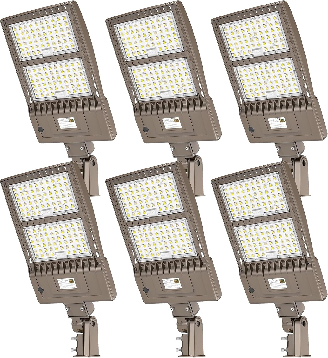400W 6Pack LED Parking Lot Light Dusk to Dawn 60000LM DLC ETL Listed Industrial Grade LED Shoebox Parking Pole Light 5000K IP65 Waterproof Outdoor Commercial Area Lighting with Slip Fitter 100-277VAC