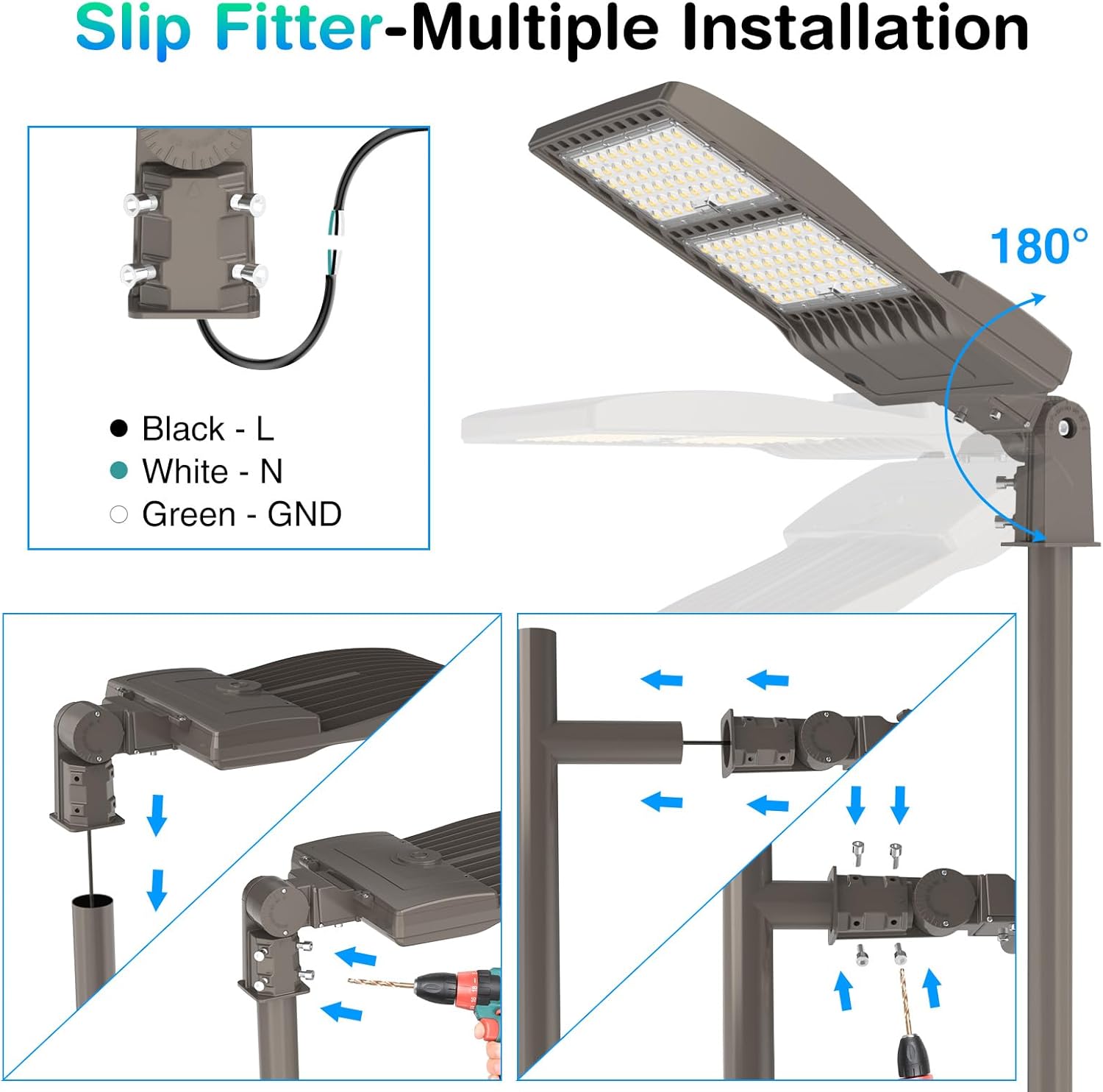 480V 400W LED Parking Lot Light 56000LM with Dusk to Dawn Photocell, 5000K Shoebox Pole Light with Slip Fitter, ETL Listed, IP65 Waterproof Commercial Street Area Lighting for Yard, Driveway, Gym