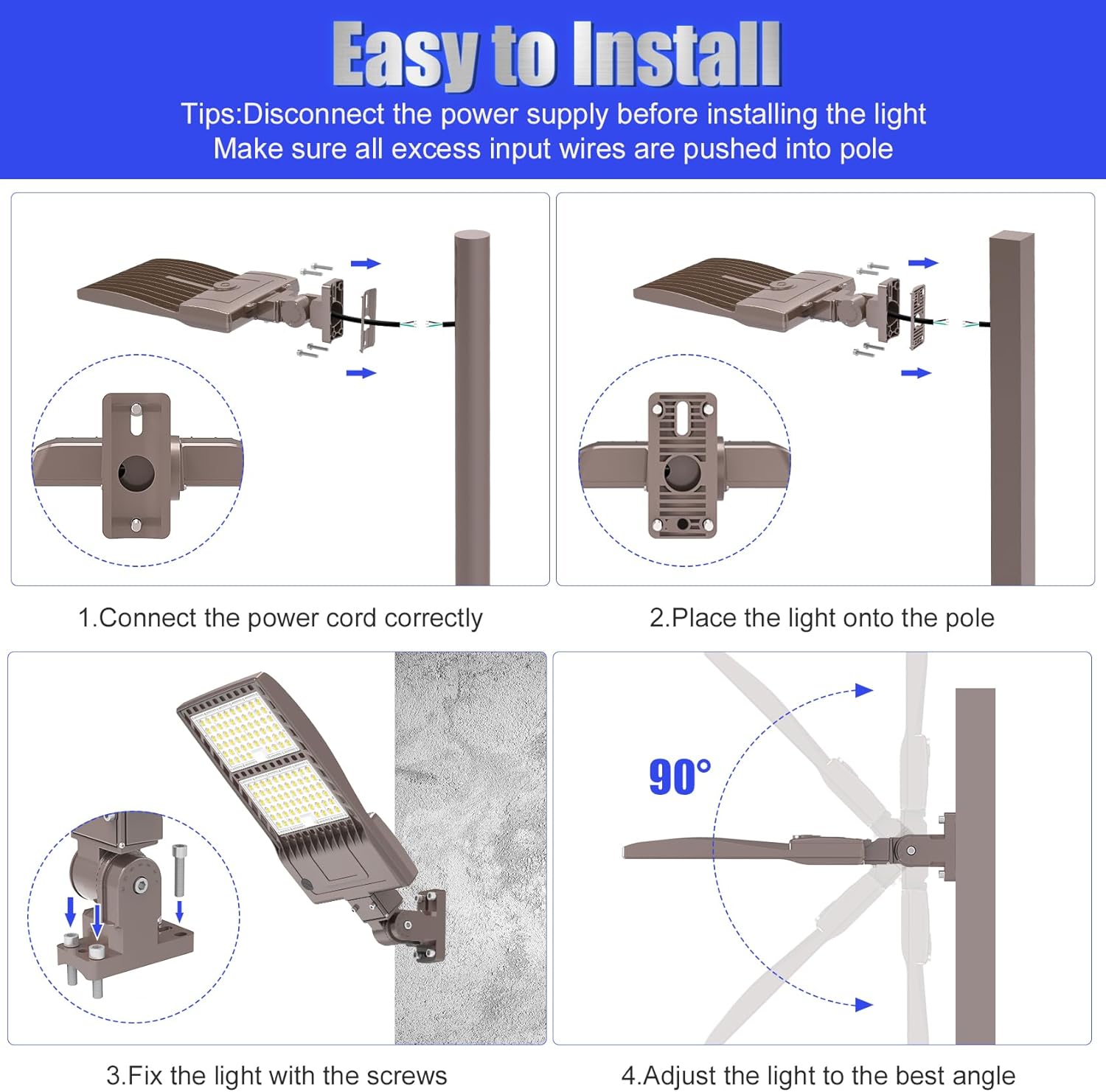 8Pack 400W LED Parking Lot Light Dusk to Dawn Outdoor Lighting Arm Mount 56000LM IP65 UL DLC Commercial Light for Street Stadium Tennis Court 5000K (100-277VAC Input), LED Shoebox 8Pack 400W LED Parking Lot Light Dusk to Dawn Outdoor Lighting Arm Mount 56000LM IP65 UL DLC Commercial Light for Street Stadium Tennis Court 5000K (100-277VAC Input), LED Shoebox