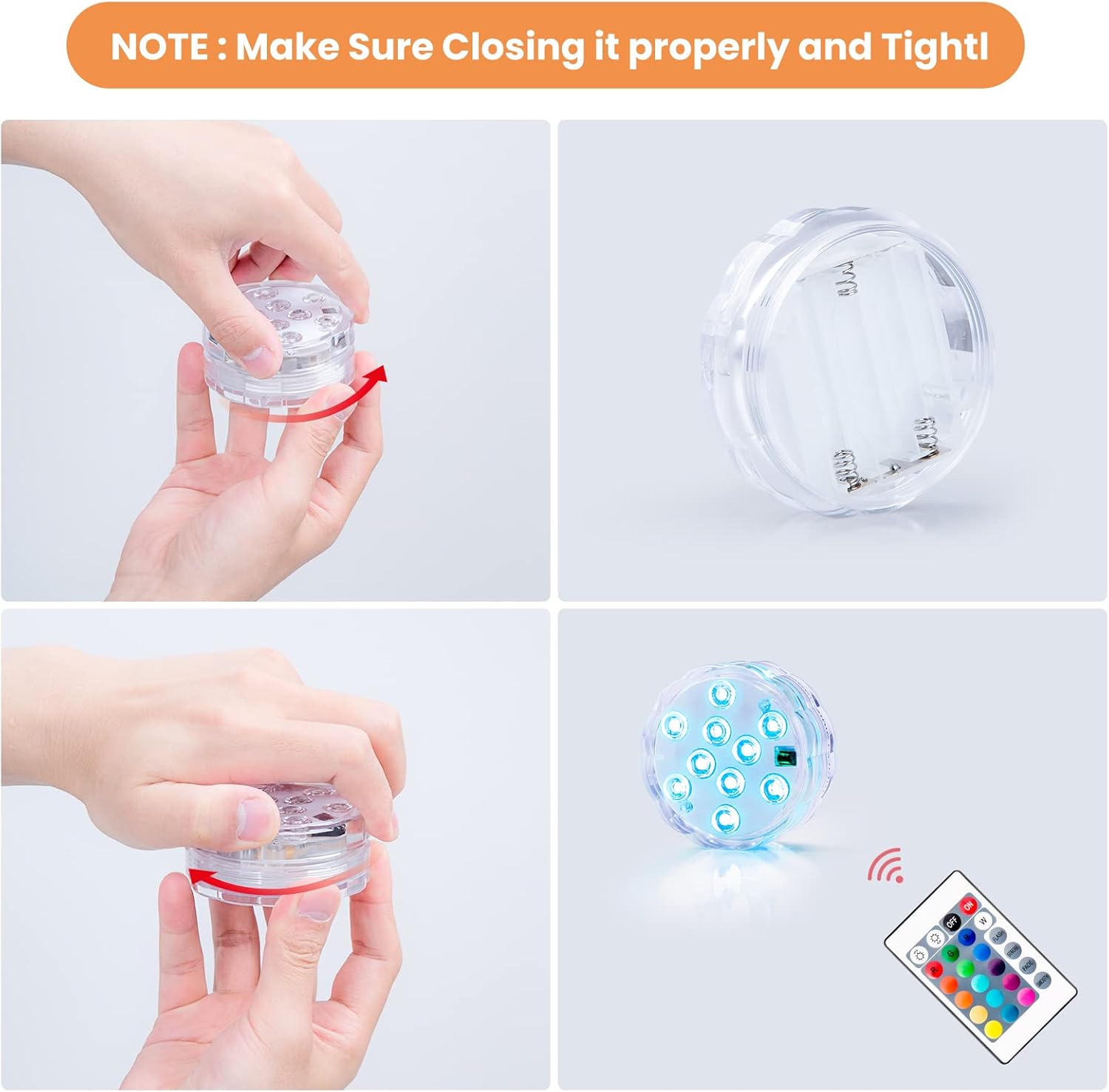 Boat Lights Wireless Battery Operated, Navigation Lights for Deck Light Courtesy Interior Lights, for Fishing Kayak Duck Jon Bass Boat, RGB Multi Color Remote Controlled, 2pcs