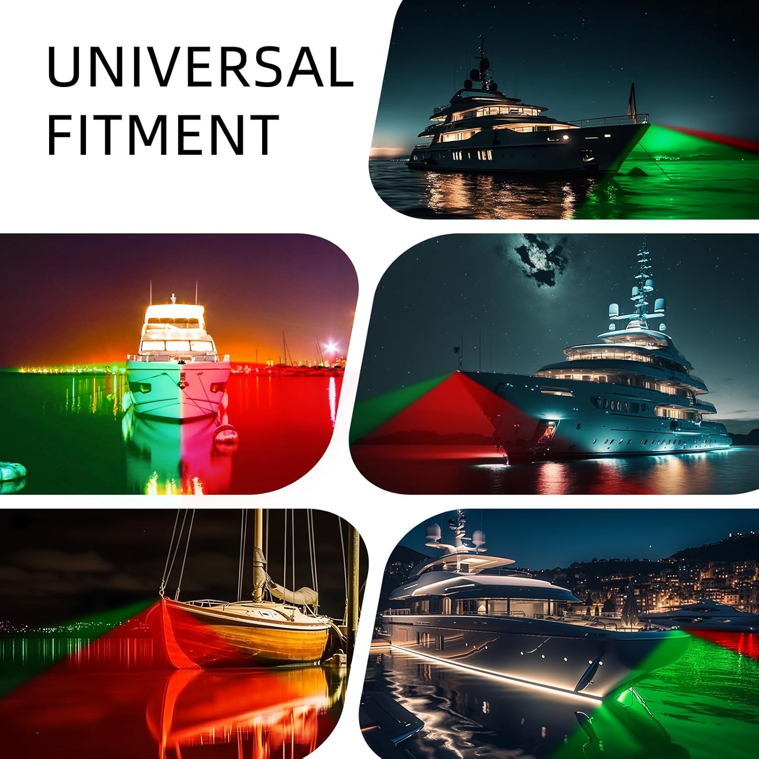 Boats Navigation Lights, Waterproof Boat LED Lighting 12V, Marine Bow and Stern Lights, Red and Green Night Fishing Deck Lights for Pontoon Yacht Fishing Kayak