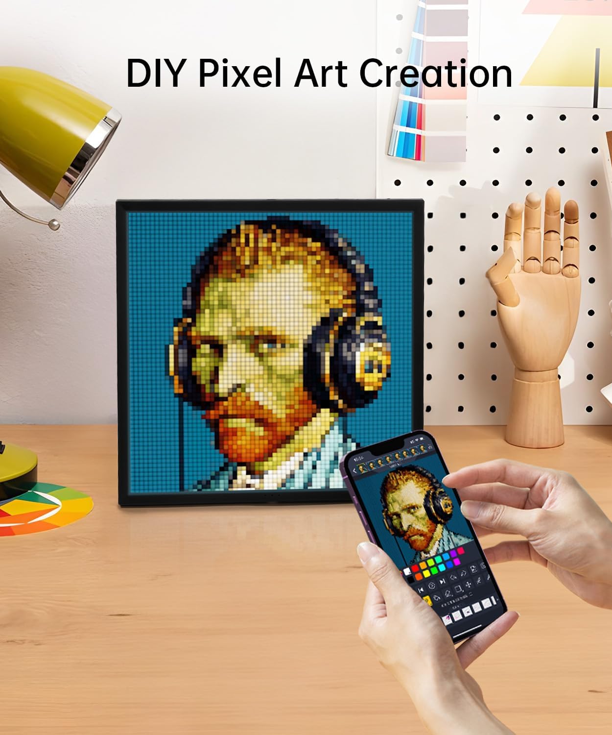 Divoom Pixoo-64 - WiFi Pixel Cloud Digital Picture Frame with APP Control, 64 X 64 LED Panel Display Frame for Gaming Room Decoration/Social Media Fans Counter