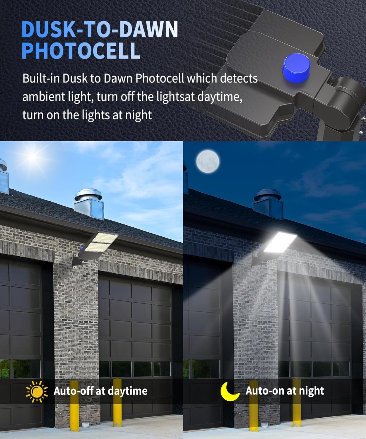 LED Parking Lot Light - 240W Street Lights Dusk to Dawn Outdoor Lighting Commercial with Photocell, 6500K LED Flood Light Outdoor Waterproof with Slip Fitter Mount