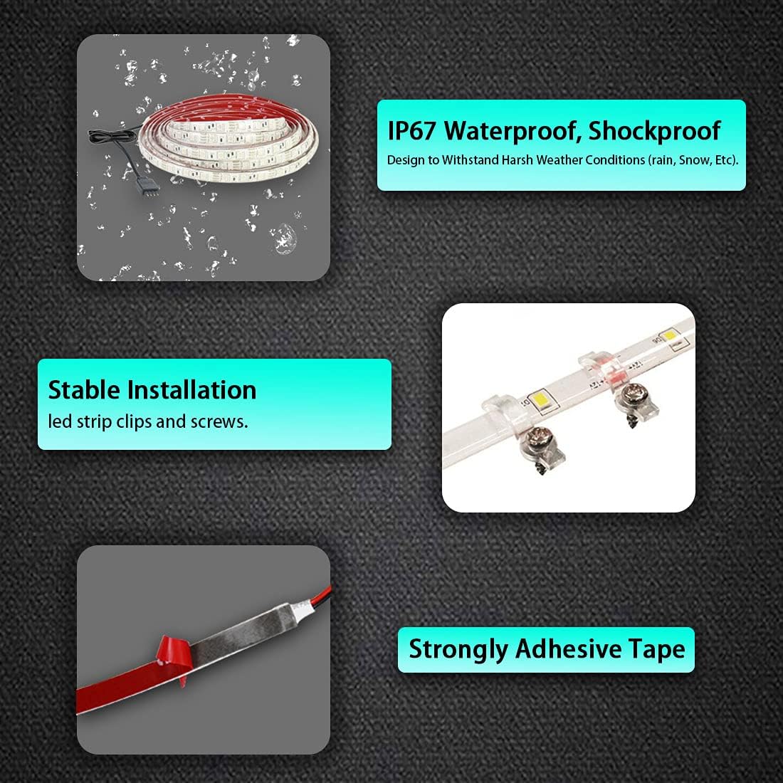 Pontoon Boat Light, Marine Led Light Strip for Duck Jon Bass Boat Sailboat Kayak Led Flex Lighting for Boat Fishing Deck Light Accent Light Courtesy Interior Lights, RGB, 12v