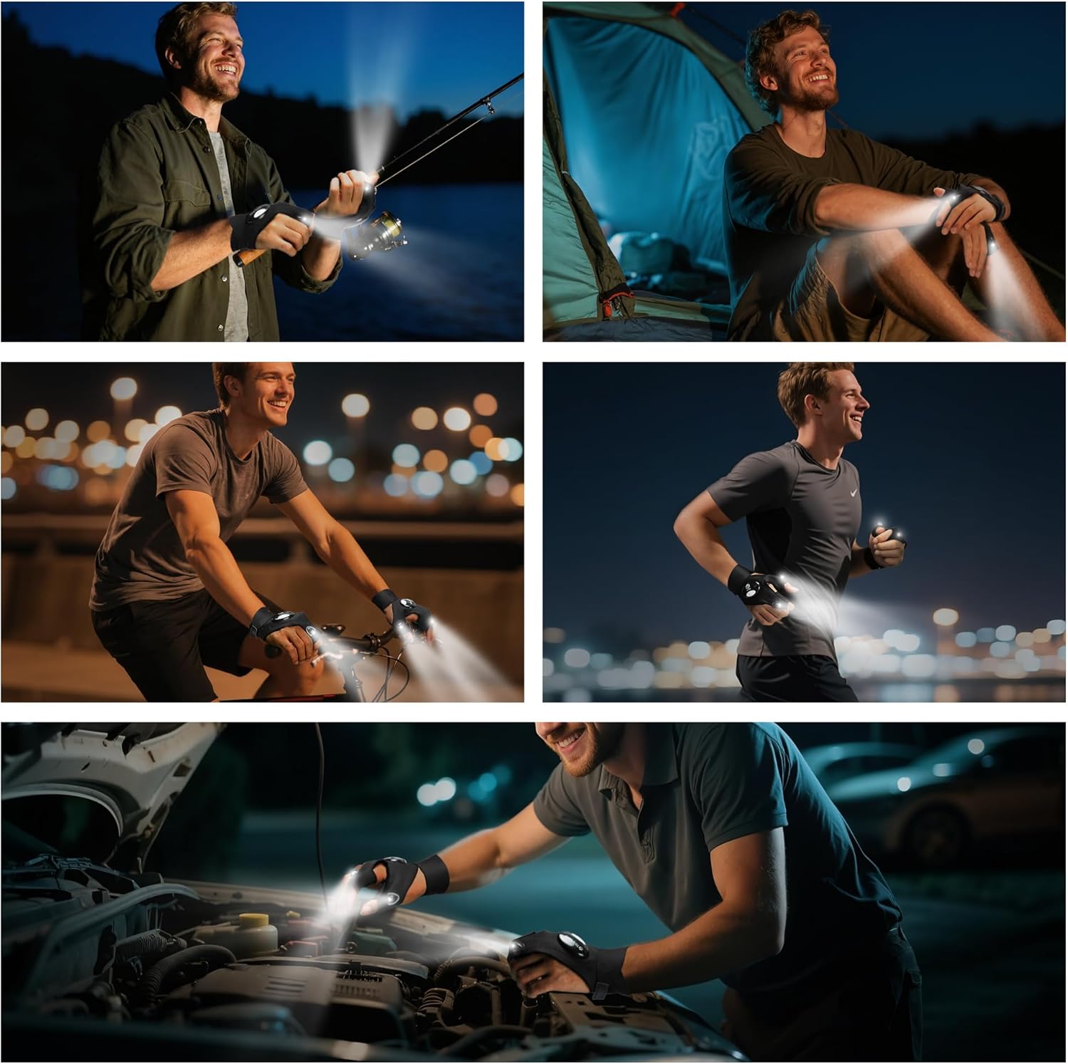 ThxToms LED Flashlight Gloves,Father Gifts for Men Him,Christmas Birthday Gifts for Dad Father Husband, Cool Gadgets Tools for Repairing Fishing,Camo