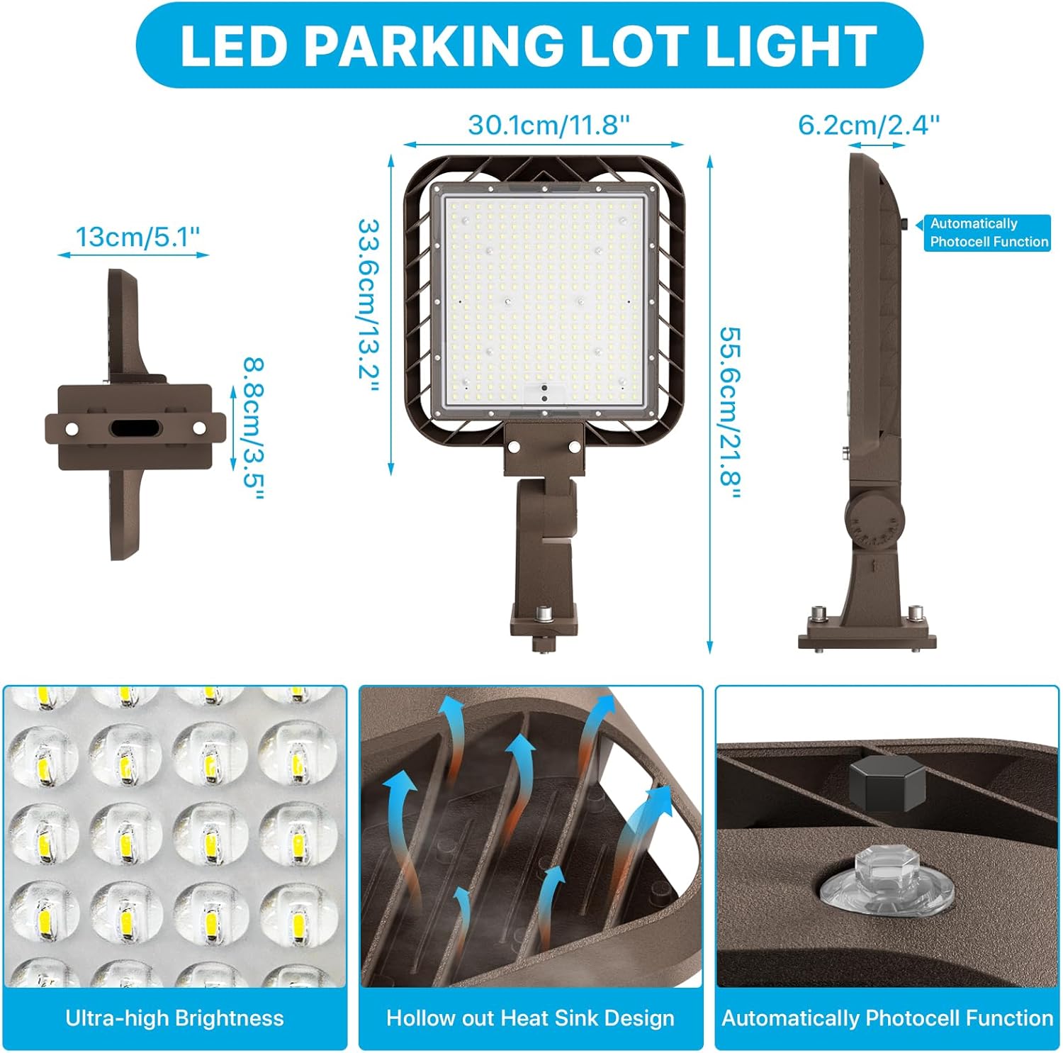Upgrade 240W LED Parking Lot Light, 36000LM Street Light with Dusk to Dawn Photocell, 5000K Daylight, IP65 Waterproof Die-Cast Aluminum, Commercial LED Light for Parking Lots, 2 Pack Upgrade 240W LED Parking Lot Light, 36000LM Street Light with Dusk to Dawn Photocell, 5000K Daylight, IP65 Waterproof Die-Cast Aluminum, Commercial LED Light for Parking Lots, 2 Pack