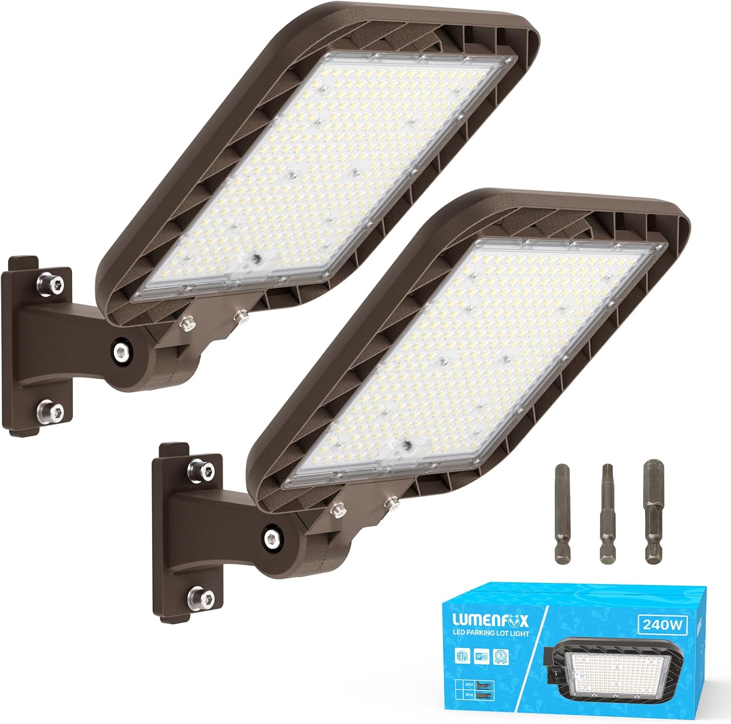Upgrade 240W LED Parking Lot Light, 36000LM Street Light with Dusk to Dawn Photocell, 5000K Daylight, IP65 Waterproof Die-Cast Aluminum, Commercial LED Light for Parking Lots, 2 Pack Upgrade 240W LED Parking Lot Light, 36000LM Street Light with Dusk to Dawn Photocell, 5000K Daylight, IP65 Waterproof Die-Cast Aluminum, Commercial LED Light for Parking Lots, 2 Pack