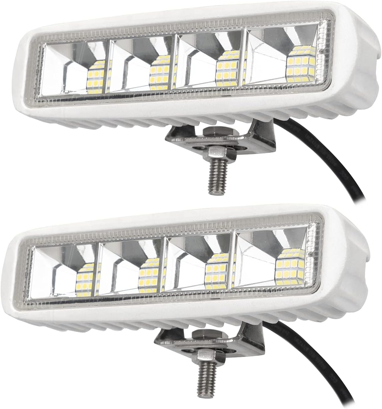 Young Marine Waterproof 6 72W LED Boat Spotlights - 4000LM, 120 Flood Light, 2 Pack, 12/24 V